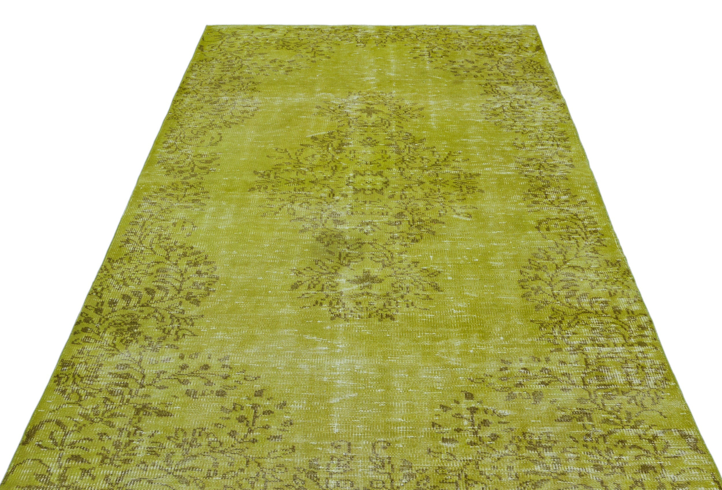 Atina Green Vintage Wool Handmade Area Rug 5'5" x 8'6"
