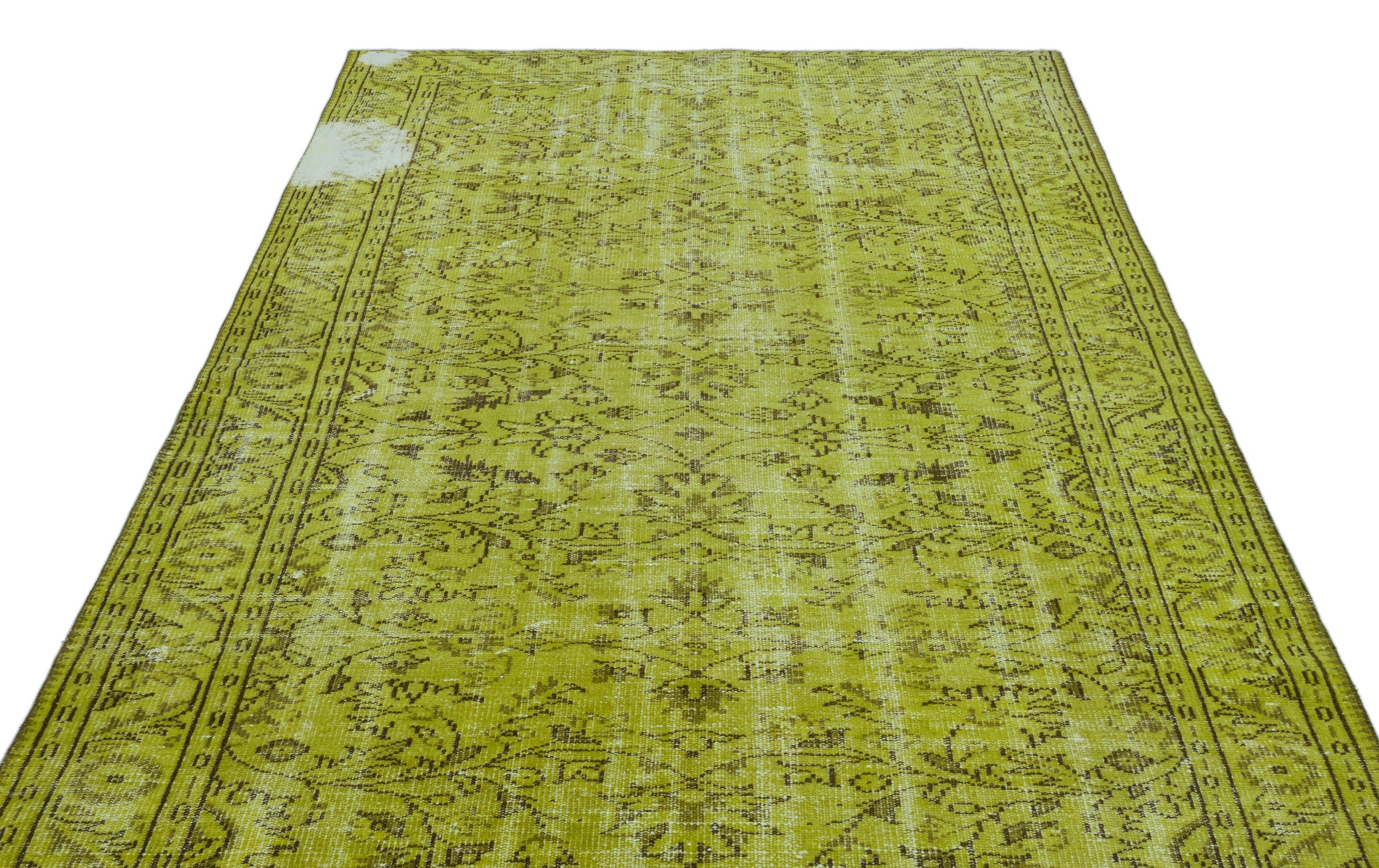Atina Green Vintage Wool Handmade Area Rug 5'11" x 9'6"