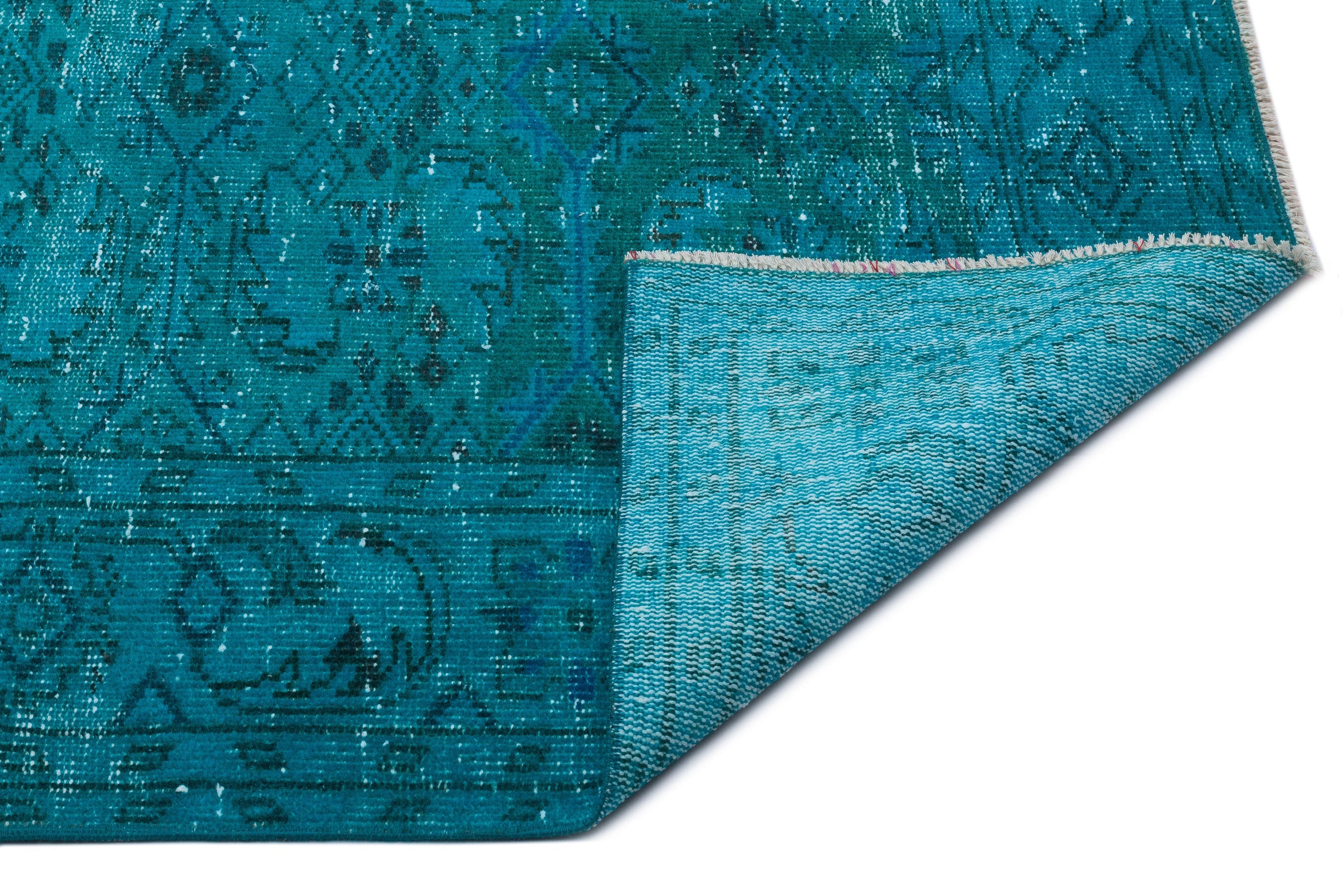 Atina Turquoise Vintage Wool Handmade Area Rug 6'4" x 9'9"