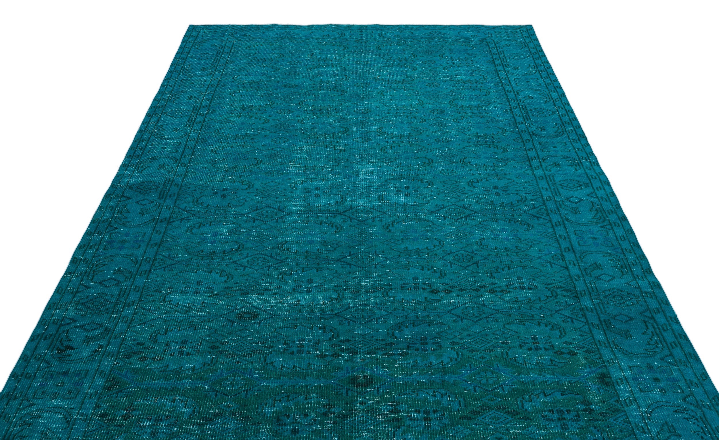 Atina Turquoise Vintage Wool Handmade Area Rug 6'4" x 9'9"