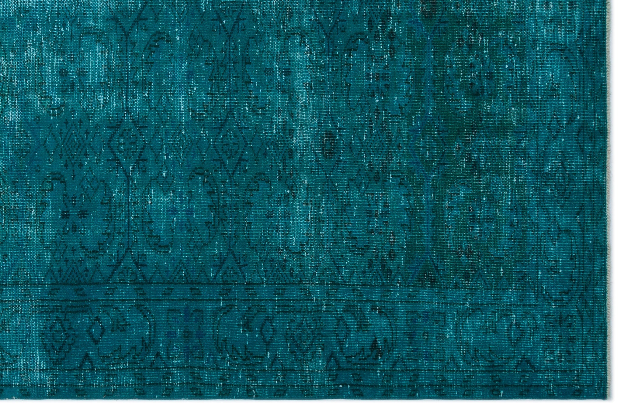 Atina Turquoise Vintage Wool Handmade Area Rug 6'4" x 9'9"