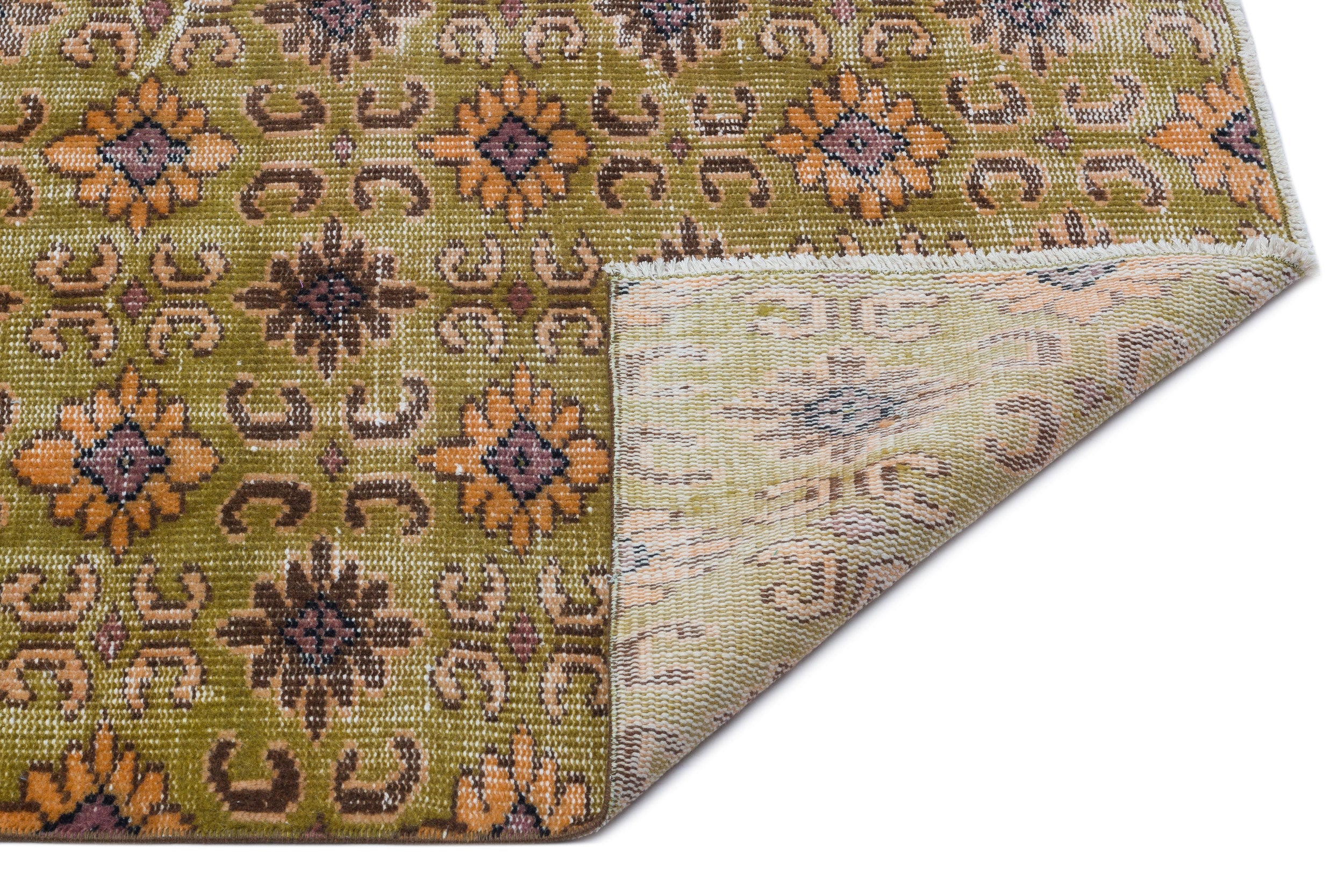 Atina Green Vintage Wool Handmade Area Rug 5'6" x 8'6"