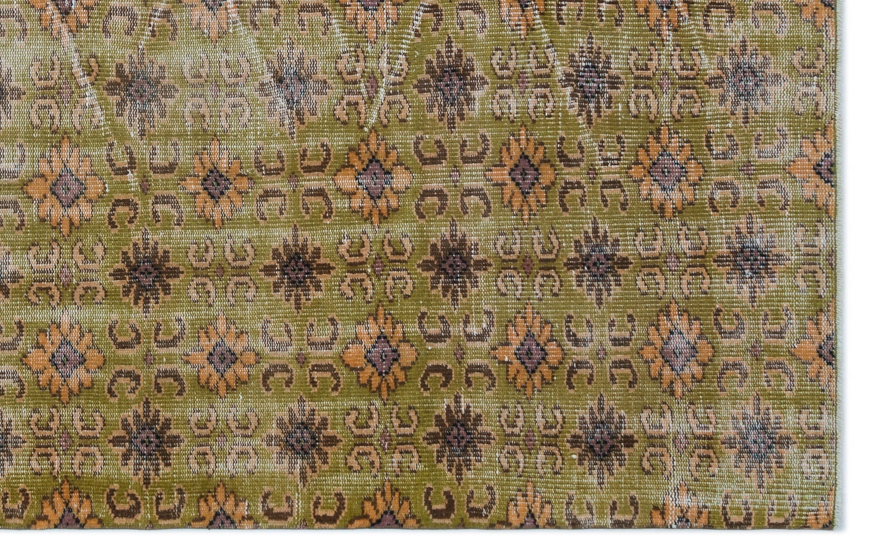 Atina Green Vintage Wool Handmade Area Rug 5'6" x 8'6"