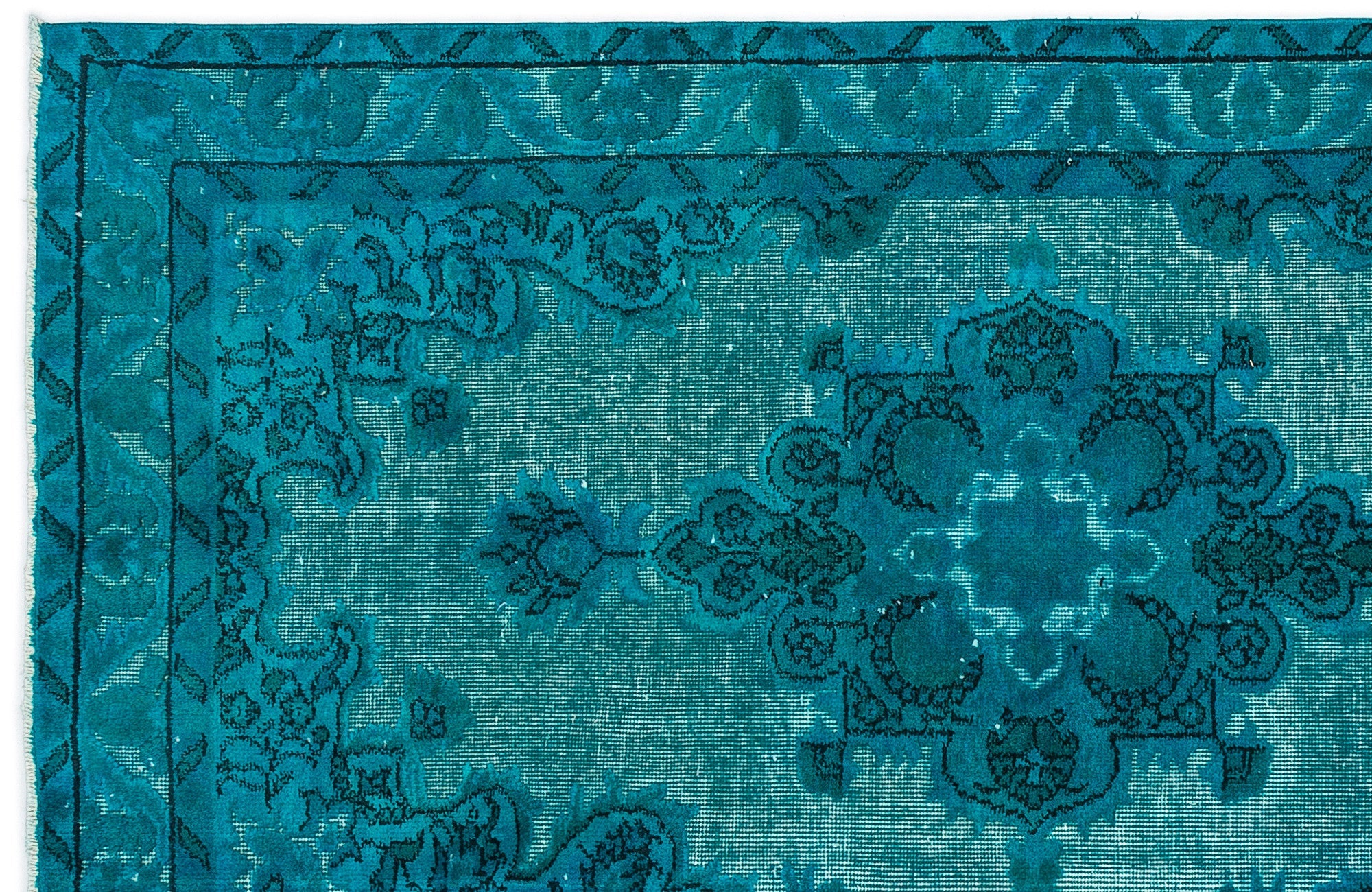 Purplea Turquoise Vintage Wool Handmade Area Rug 3'10" x 6'11"