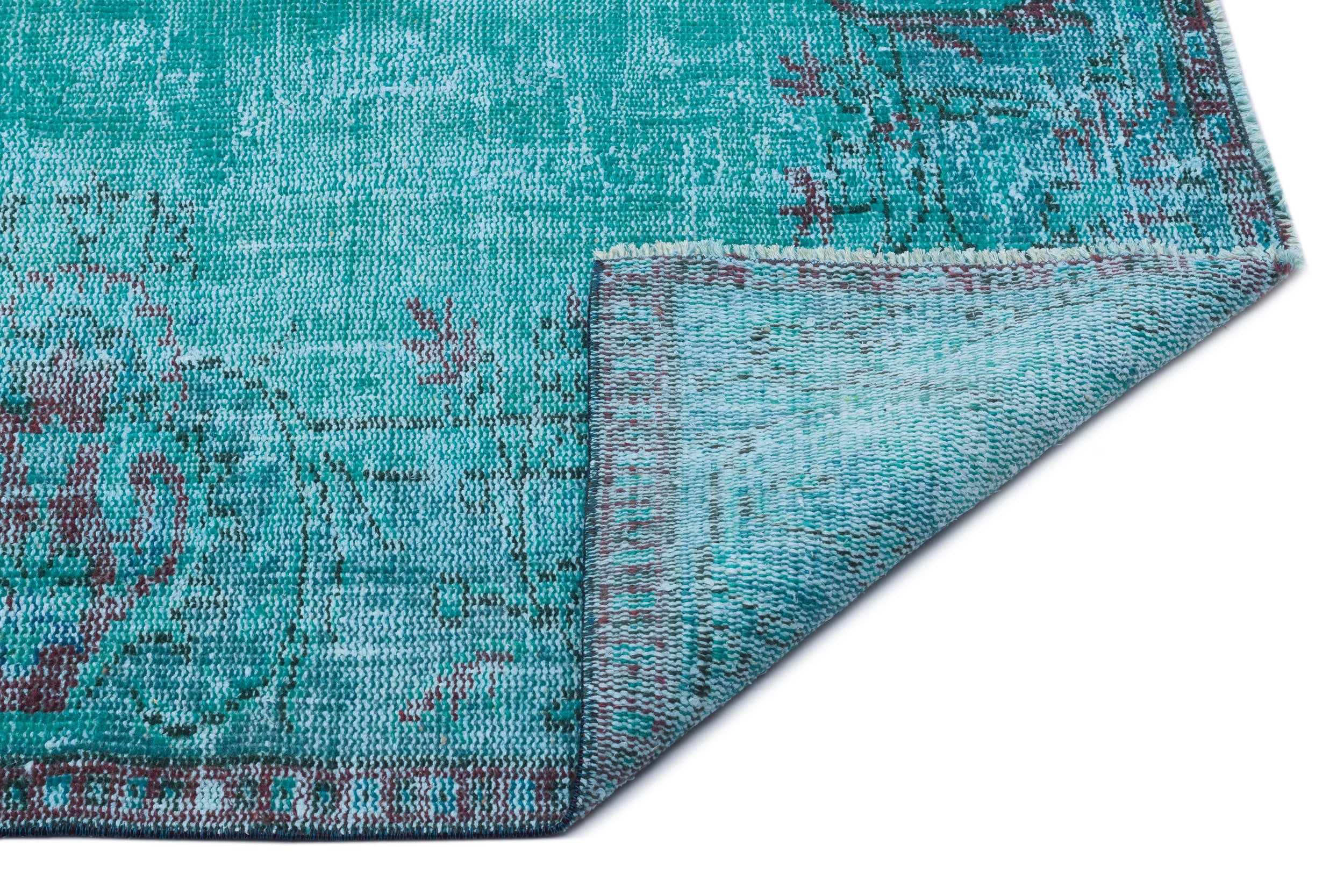 Atina Turquoise Vintage Wool Handmade Area Rug 5'10" x 9'0"