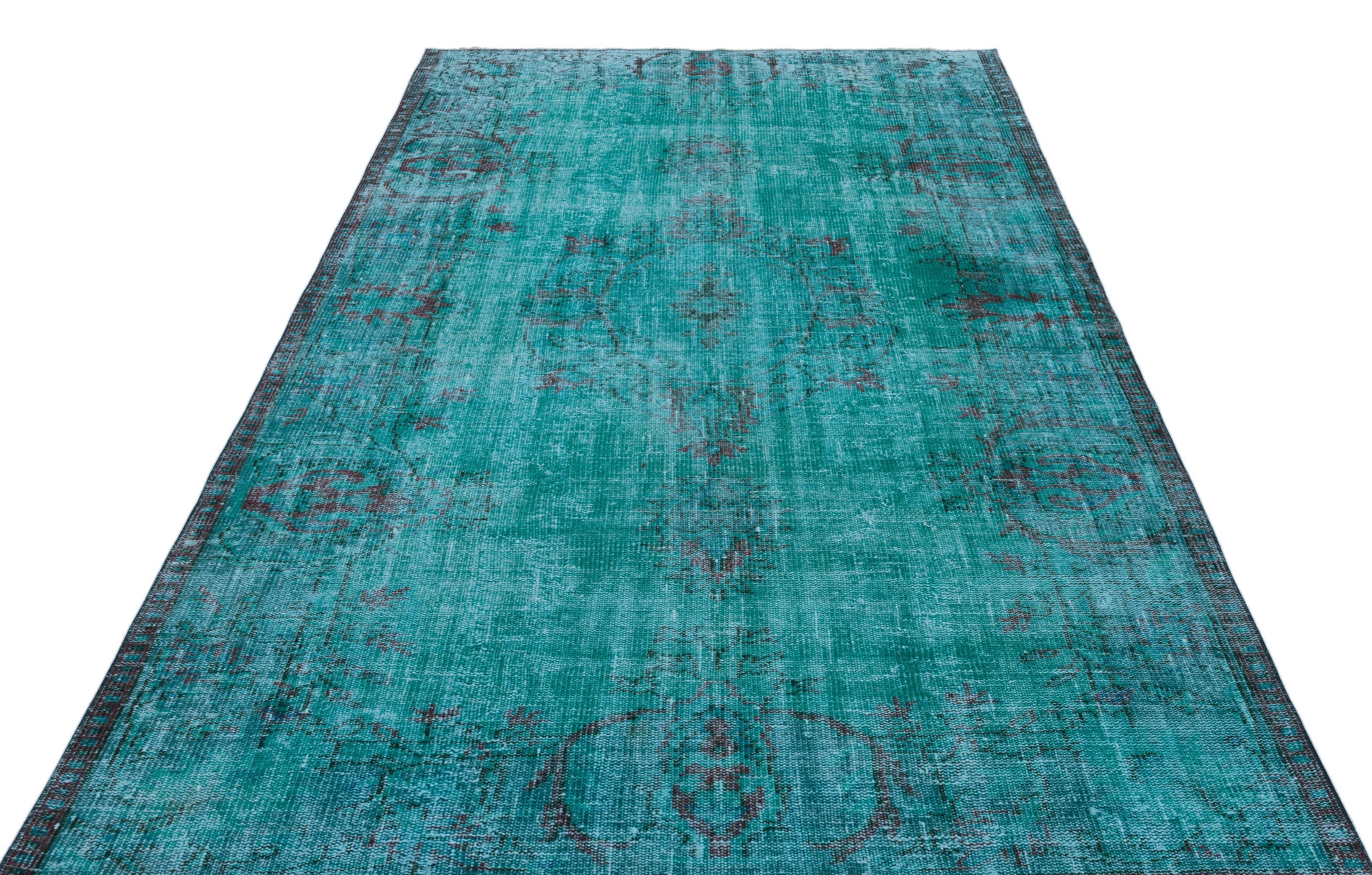 Atina Turquoise Vintage Wool Handmade Area Rug 5'10" x 9'0"