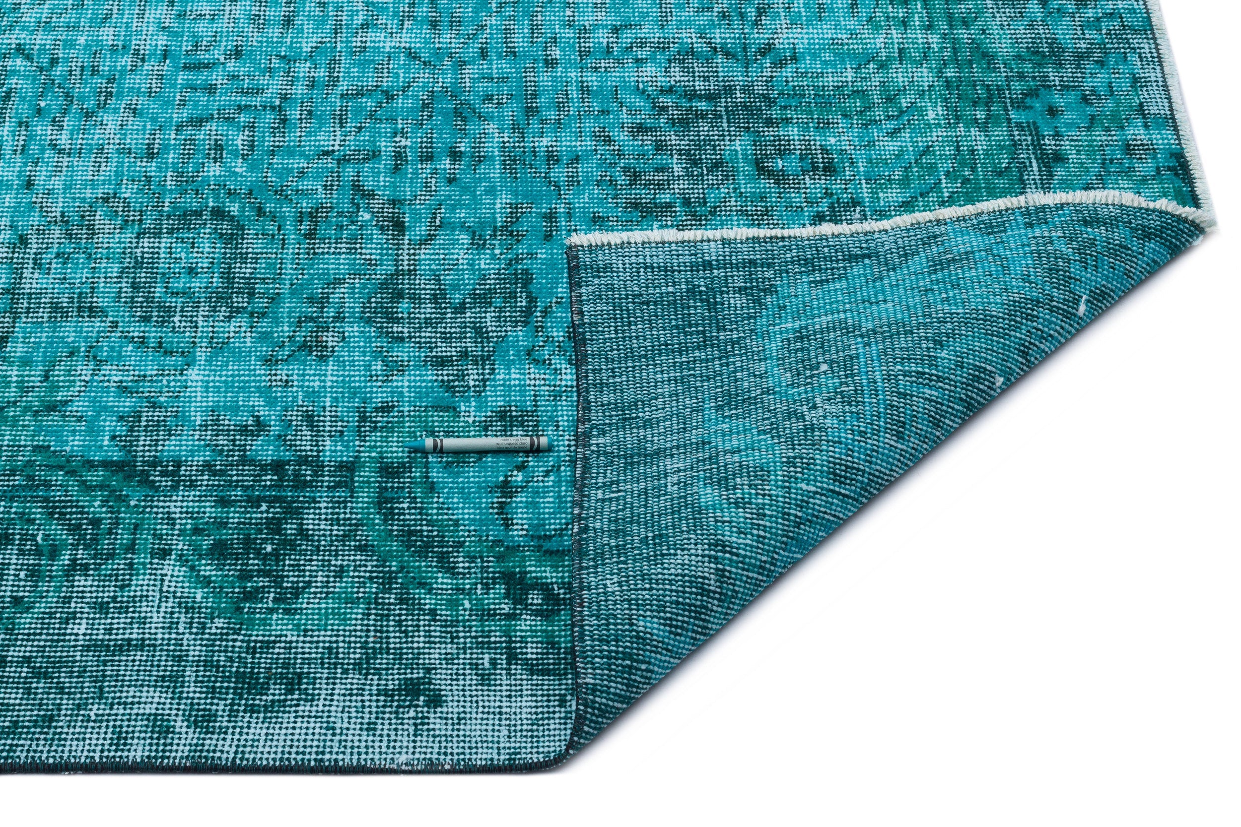 Atina Turquoise Vintage Wool Handmade Area Rug 5'7" x 8'7"
