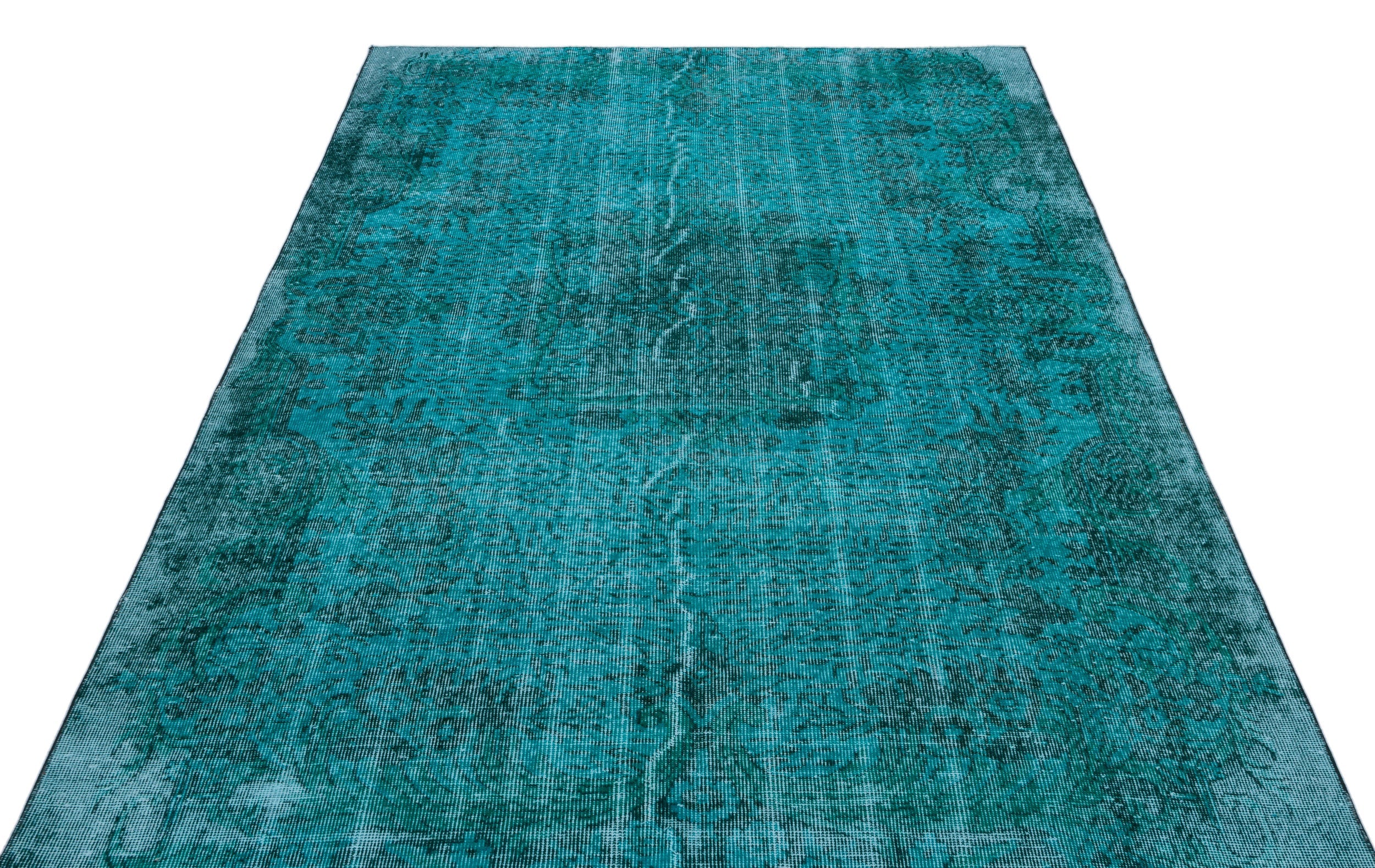 Atina Turquoise Vintage Wool Handmade Area Rug 5'7" x 8'7"