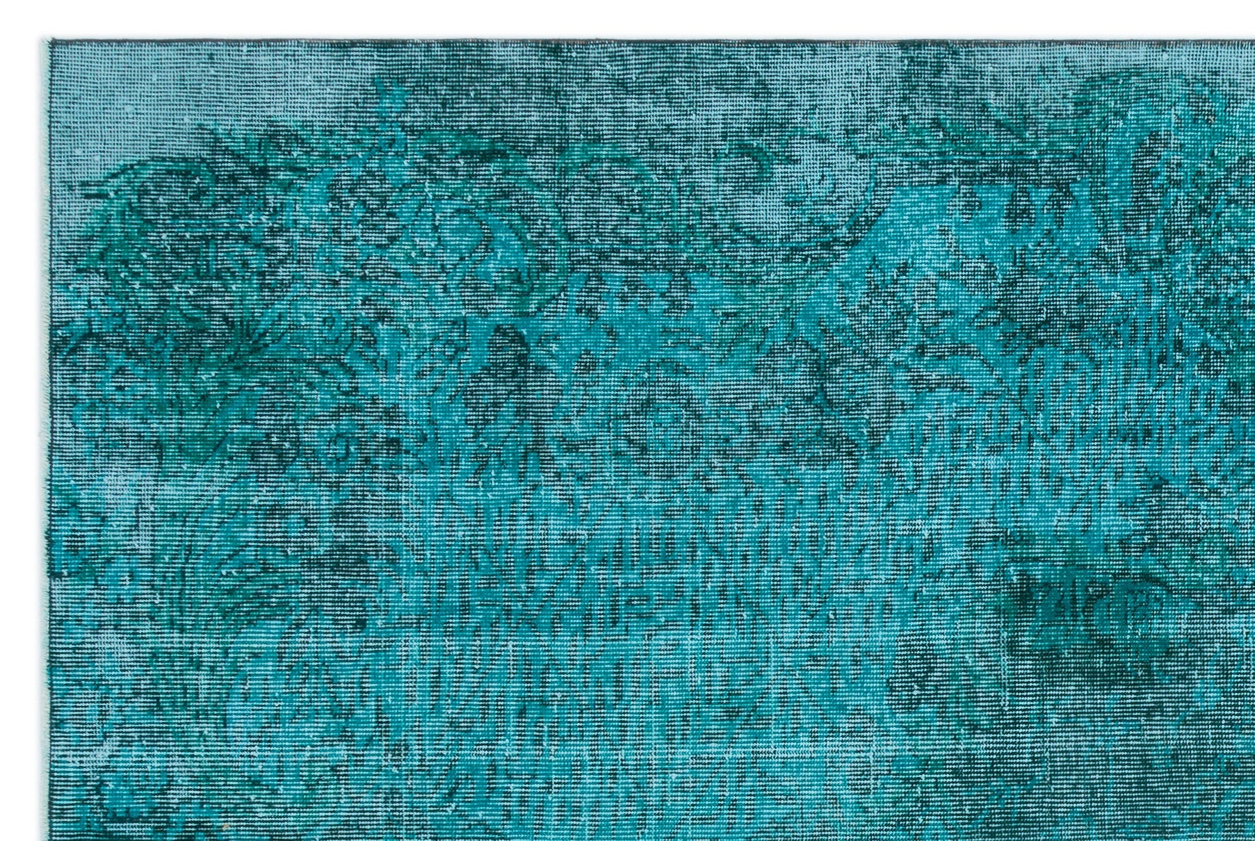 Atina Turquoise Vintage Wool Handmade Area Rug 5'7" x 8'7"