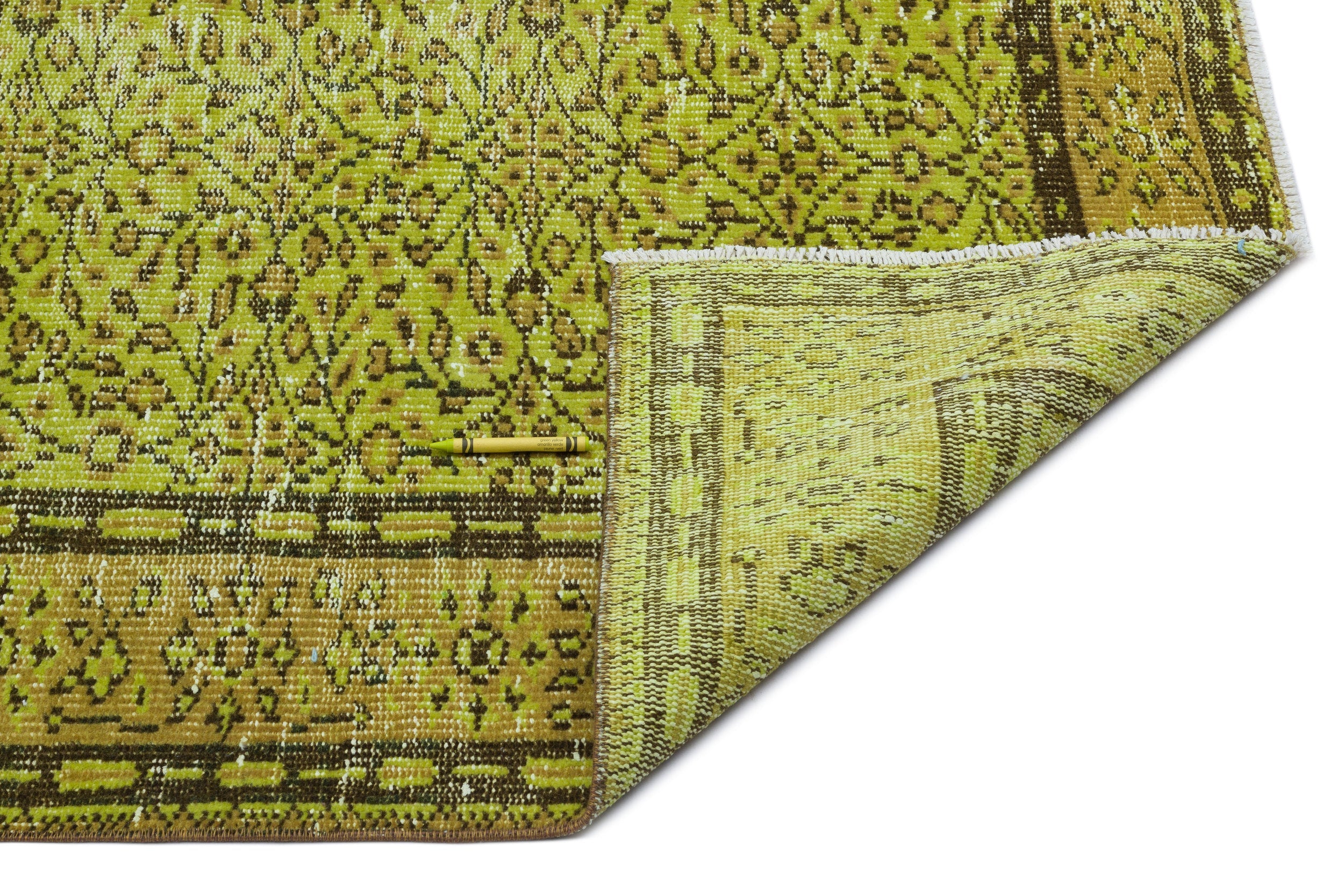 Atina Green Vintage Wool Handmade Area Rug 5'4" x 9'1"