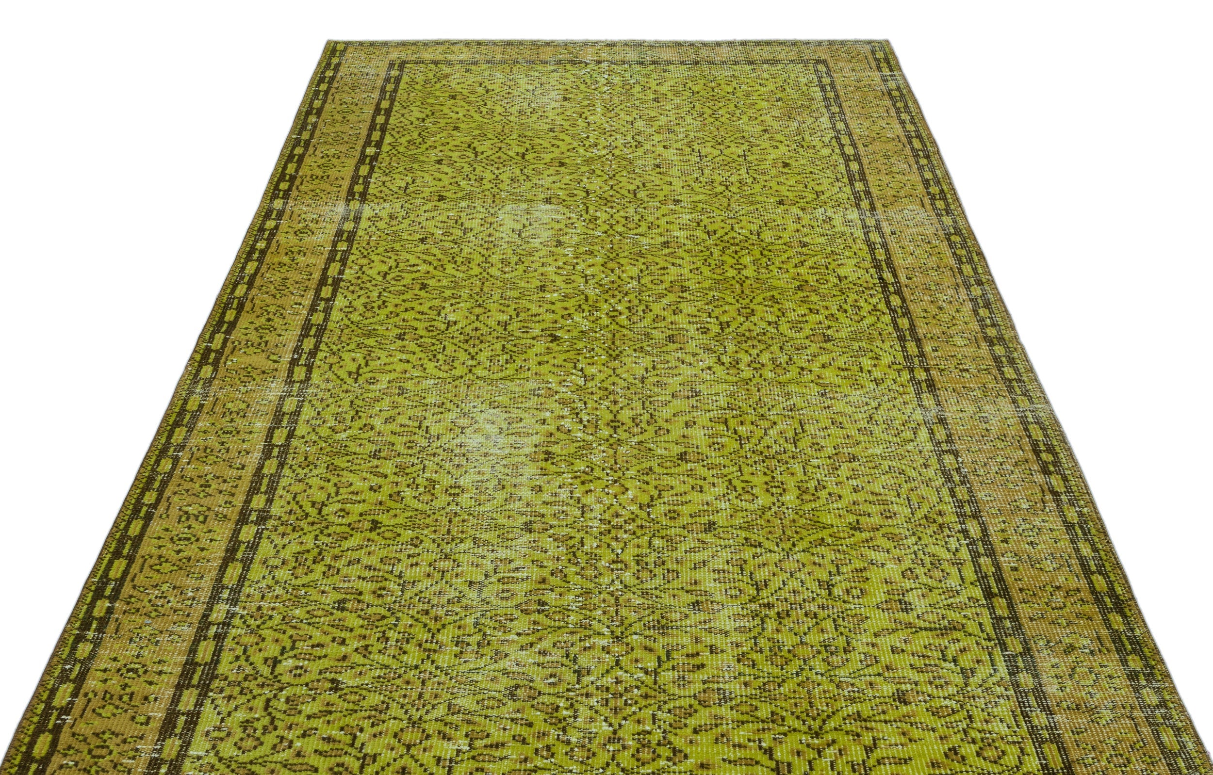 Atina Green Vintage Wool Handmade Area Rug 5'4" x 9'1"