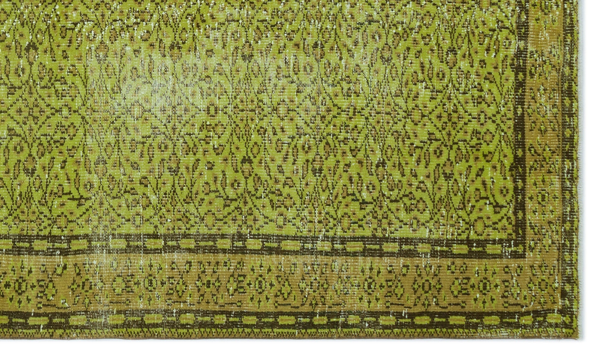 Atina Green Vintage Wool Handmade Area Rug 5'4" x 9'1"
