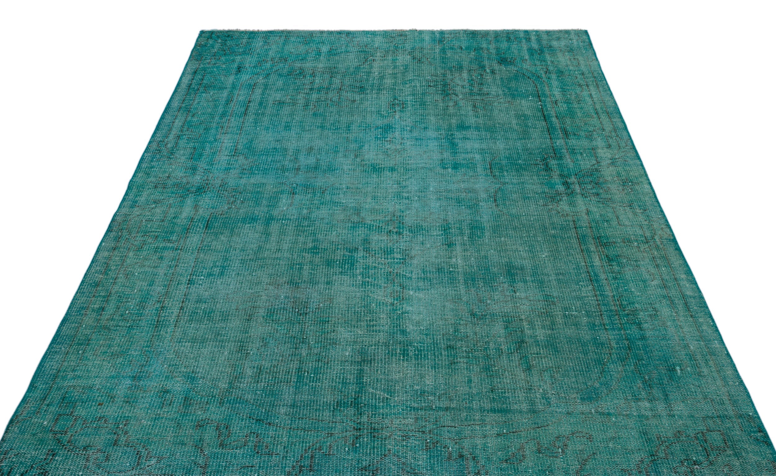 Atina Turquoise Vintage Wool Handmade Area Rug 5'0" x 9'1"