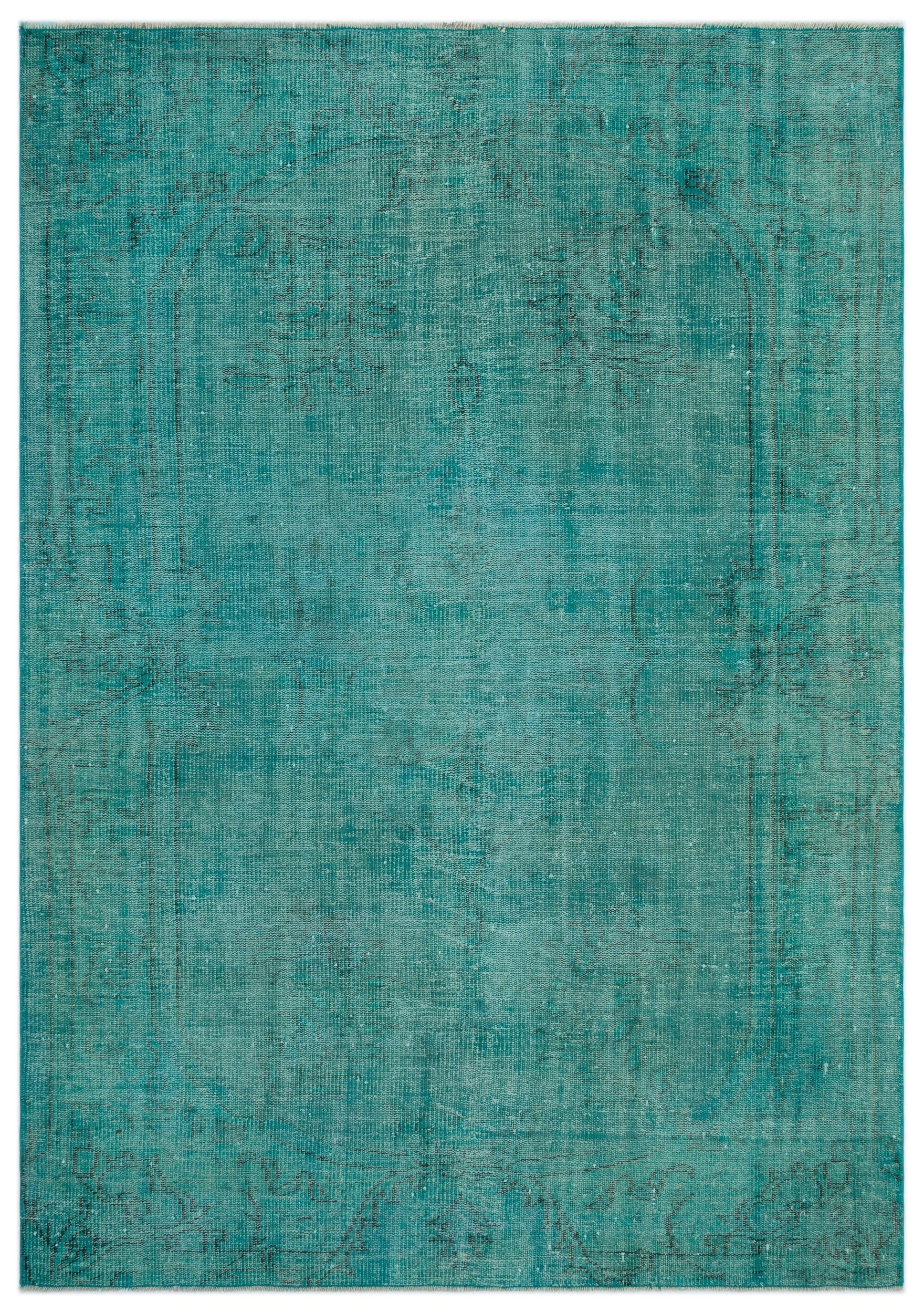 Atina Turquoise Vintage Wool Handmade Area Rug 5'0" x 9'1"