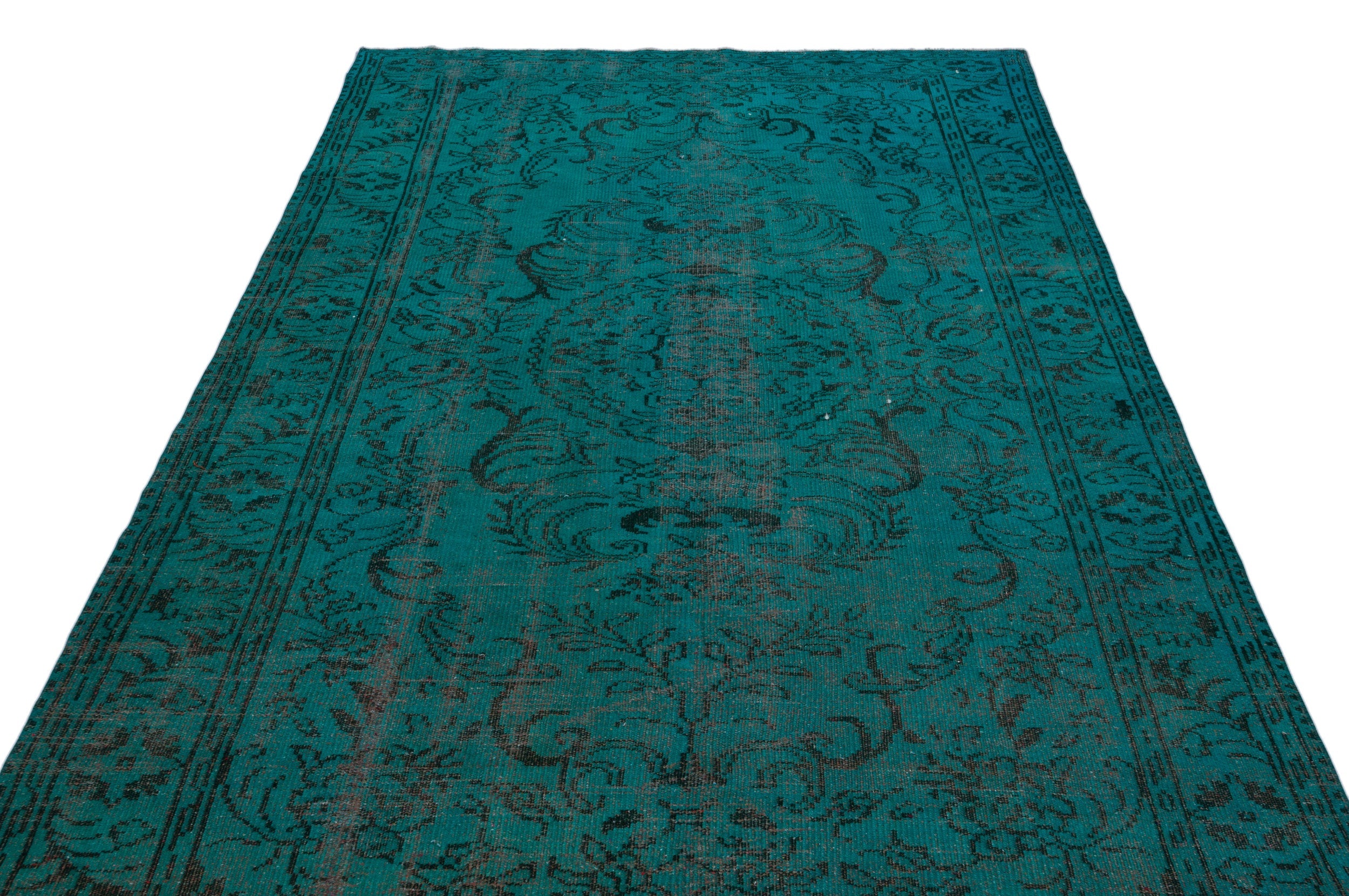 Atina Turquoise Vintage Wool Handmade Area Rug 5'10" x 9'9"