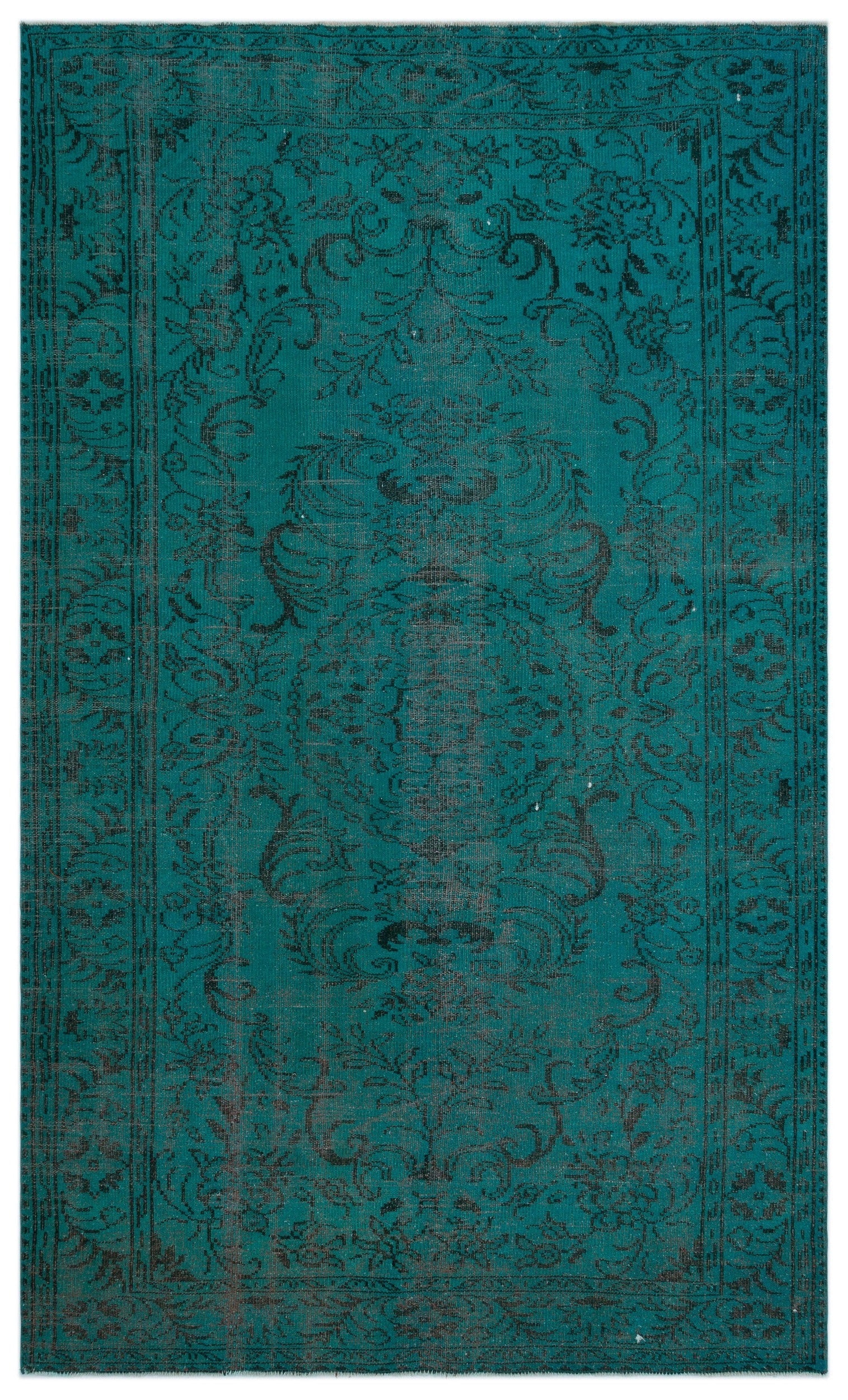Atina Turquoise Vintage Wool Handmade Area Rug 5'10" x 9'9"