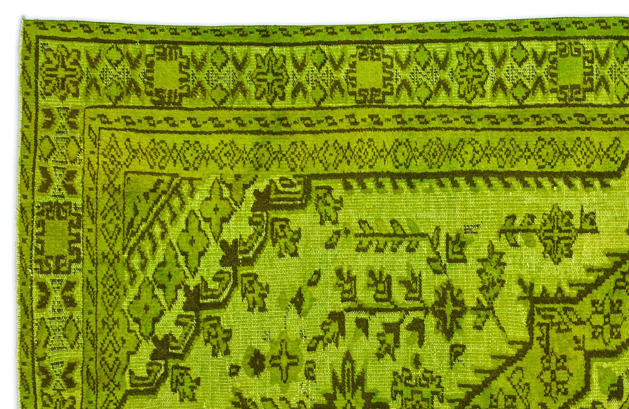 Purplea Green Vintage Wool Handmade Area Rug 5'10" x 9'6"
