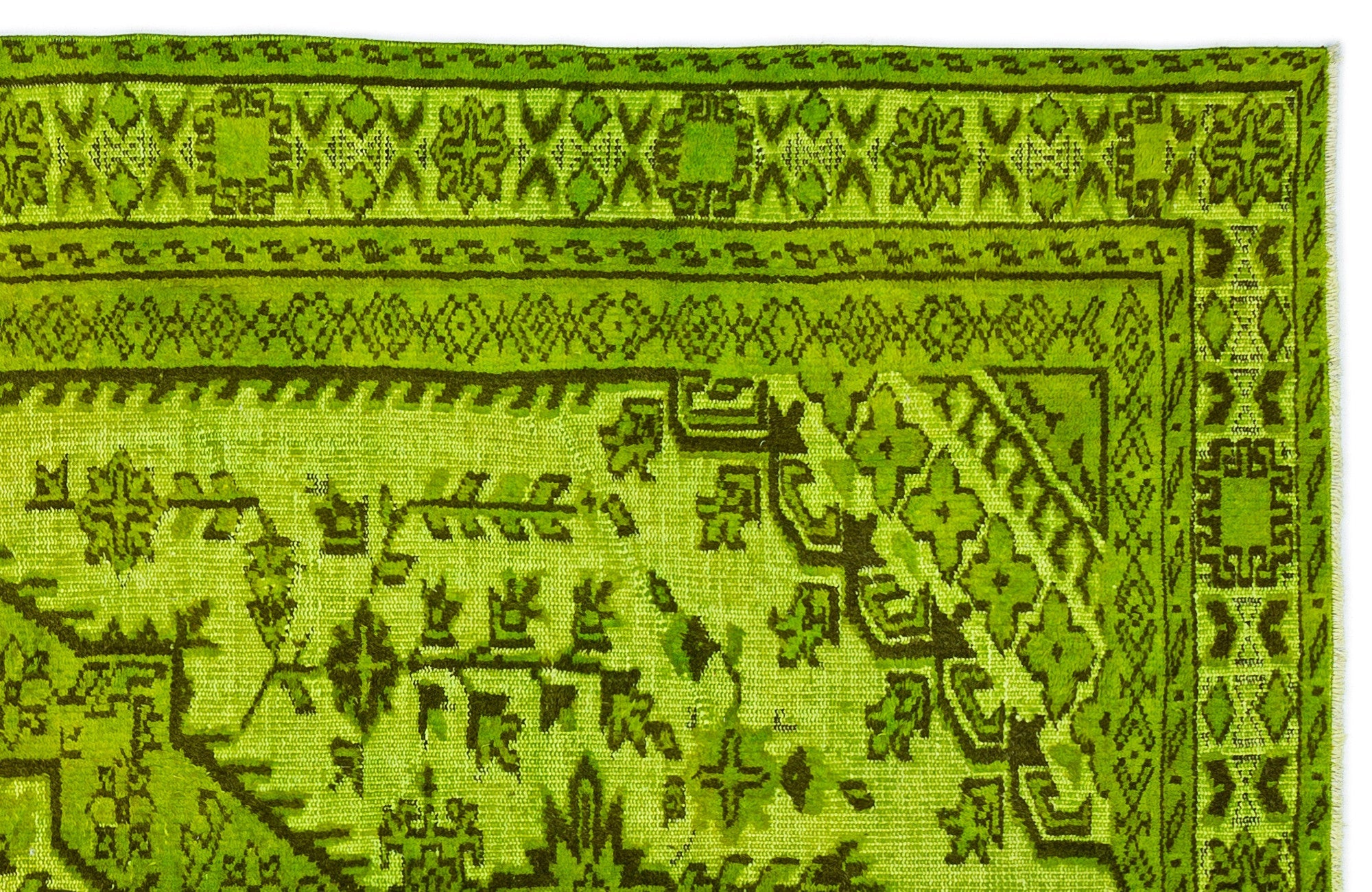 Purplea Green Vintage Wool Handmade Area Rug 5'10" x 9'6"