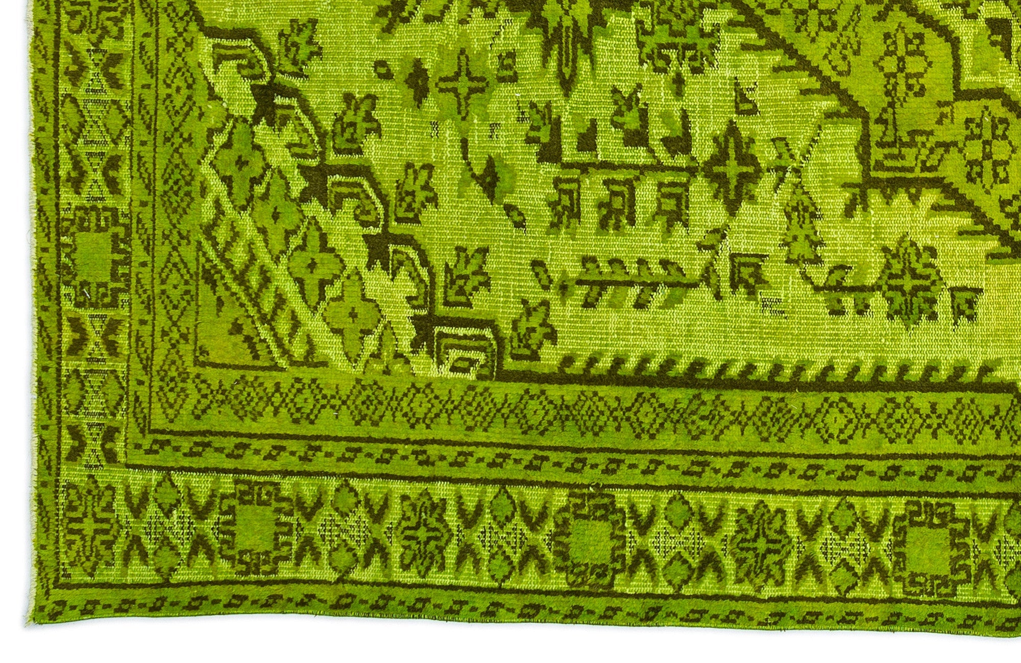 Purplea Green Vintage Wool Handmade Area Rug 5'10" x 9'6"