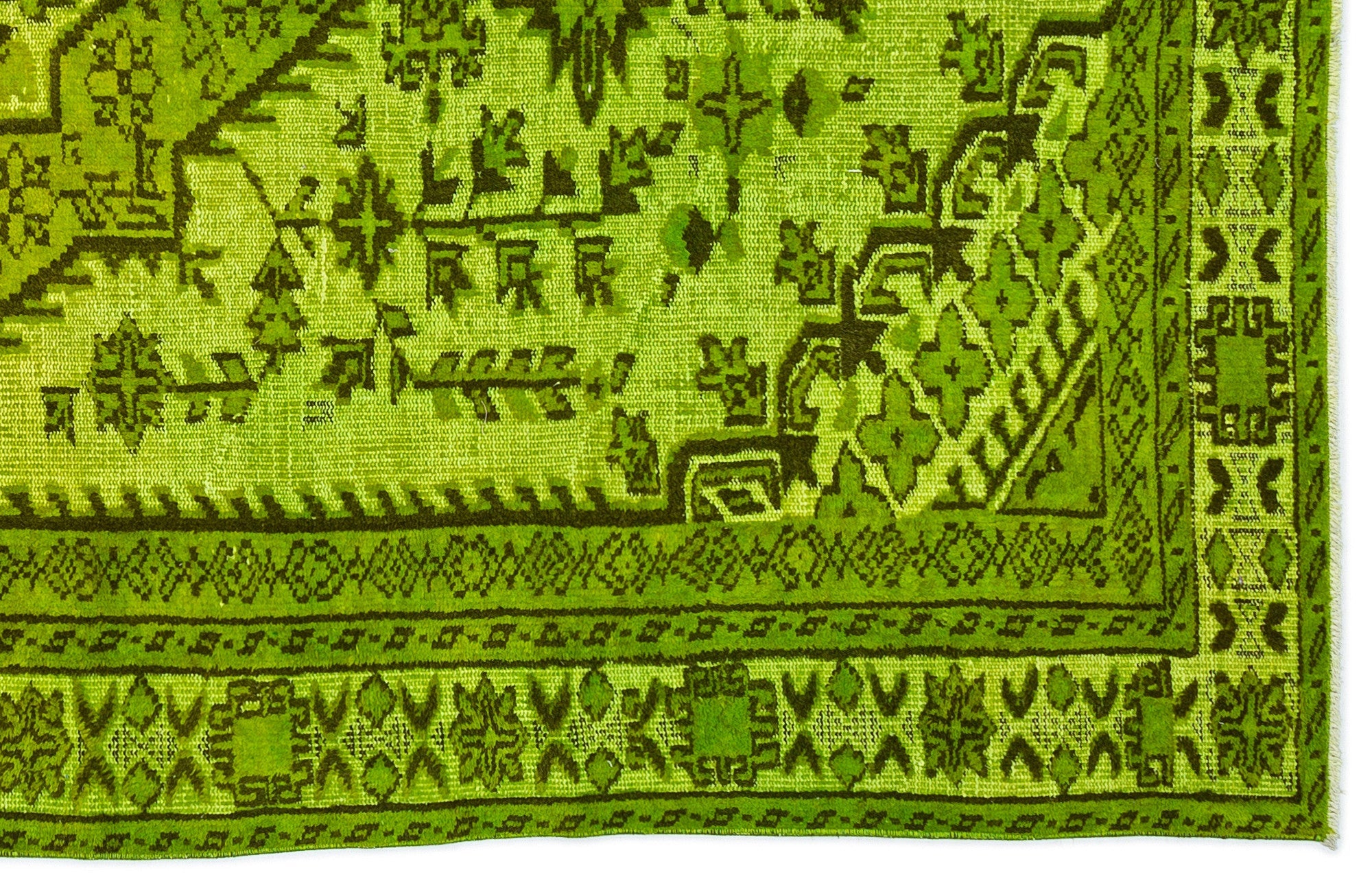 Purplea Green Vintage Wool Handmade Area Rug 5'10" x 9'6"