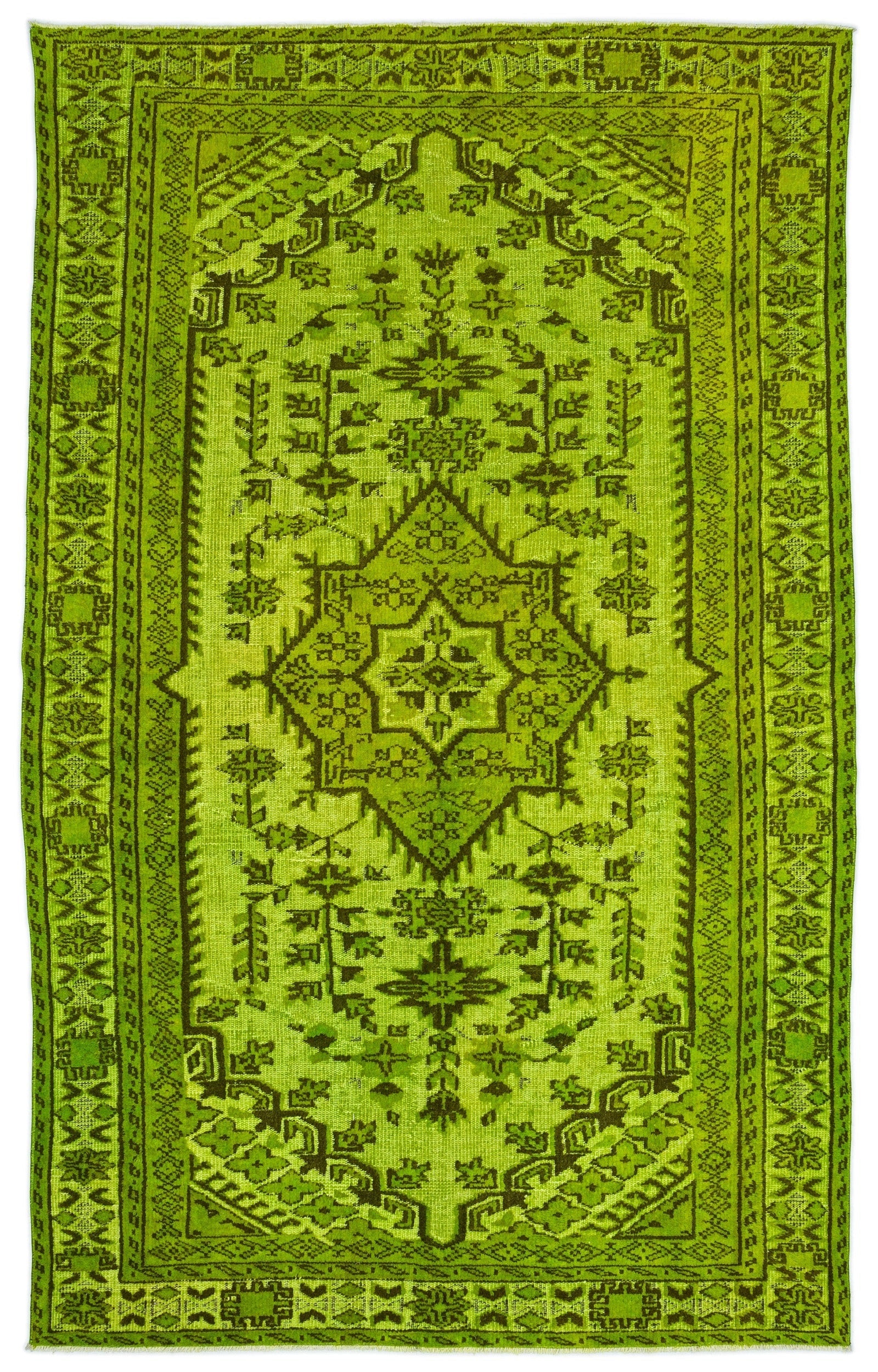 Purplea Green Vintage Wool Handmade Area Rug 5'10" x 9'6"