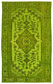 Purplea Green Vintage Wool Handmade Area Rug 5'10" x 9'6"