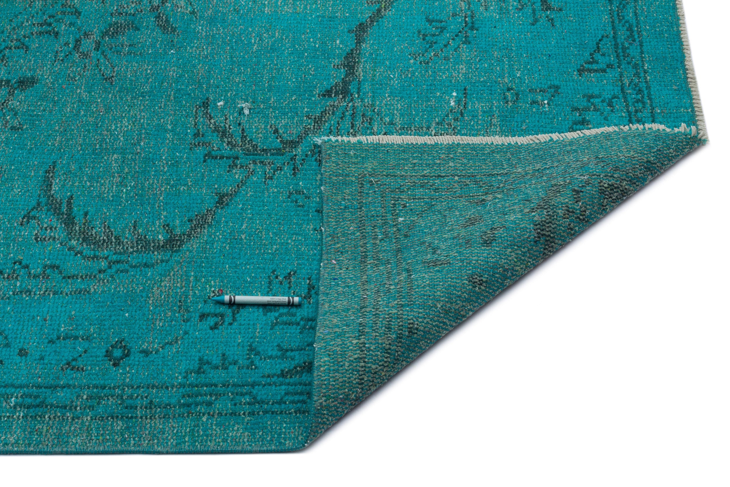 Atina Turquoise Vintage Wool Handmade Area Rug 5'5" x 8'8"