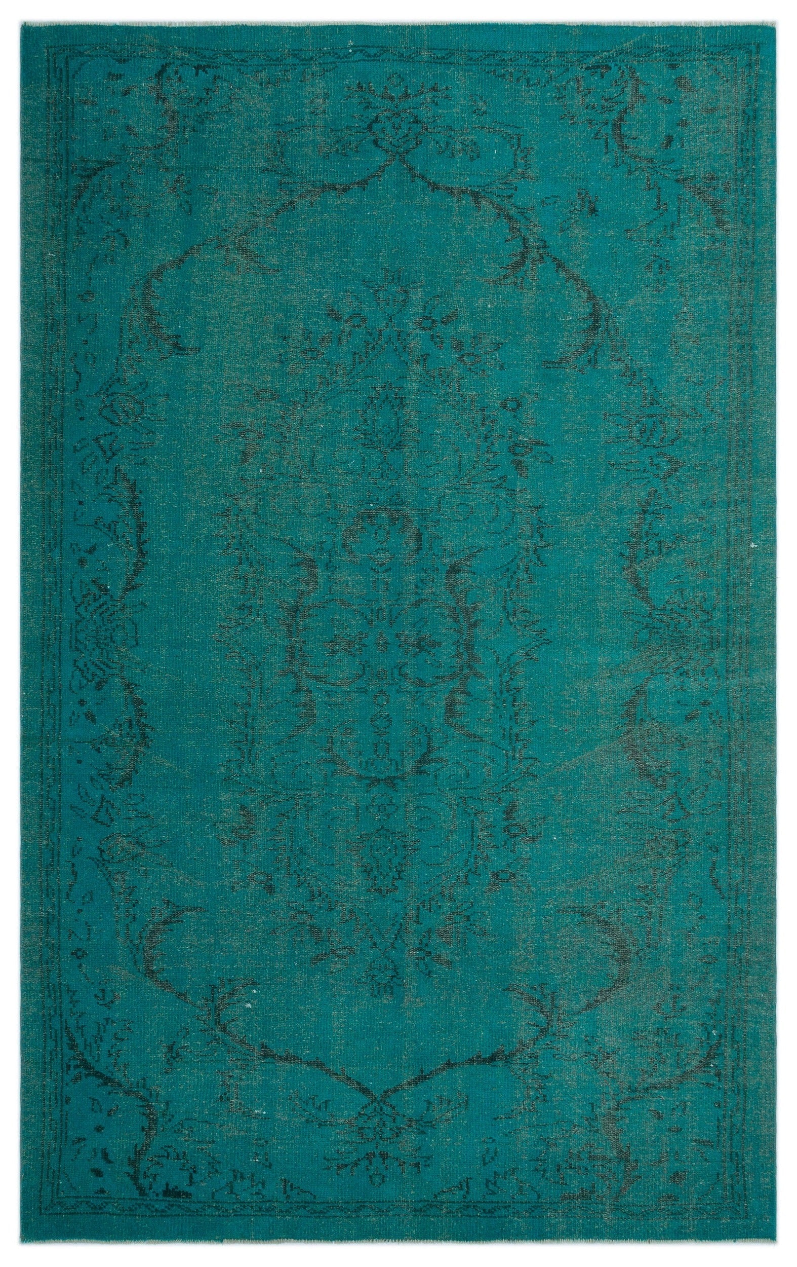 Atina Turquoise Vintage Wool Handmade Area Rug 5'5" x 8'8"