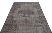 Atina Grey Vintage Wool Handmade Area Rug 5'7" x 8'10"