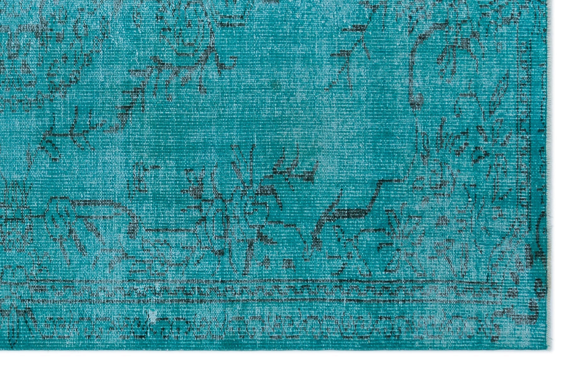 Atina Turquoise Vintage Wool Handmade Area Rug 4'6" x 10'2"