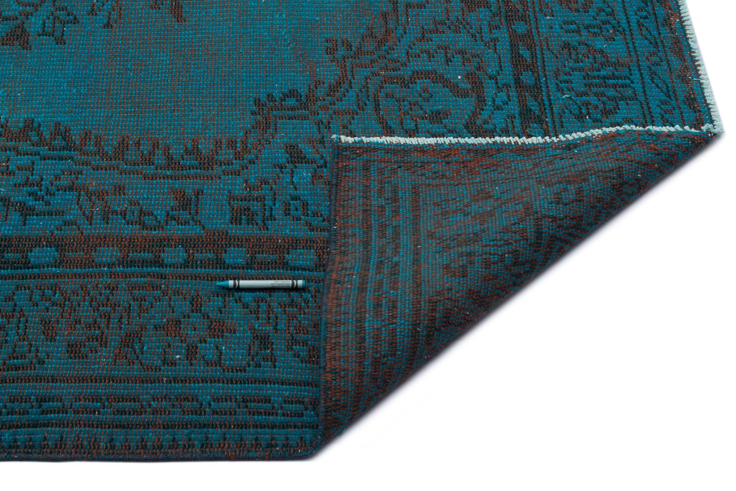 Atina Turquoise Vintage Wool Handmade Area Rug 6'5" x 9'6"