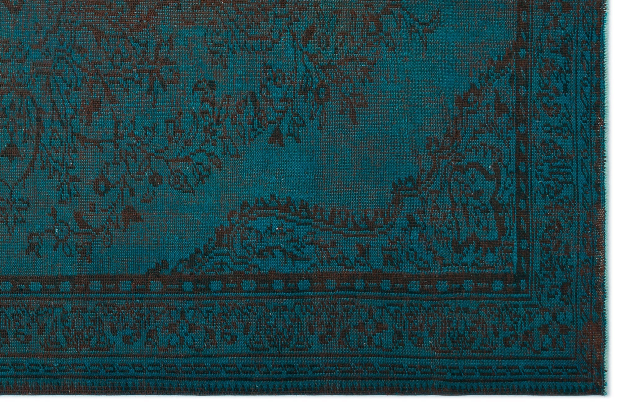 Atina Turquoise Vintage Wool Handmade Area Rug 6'5" x 9'6"