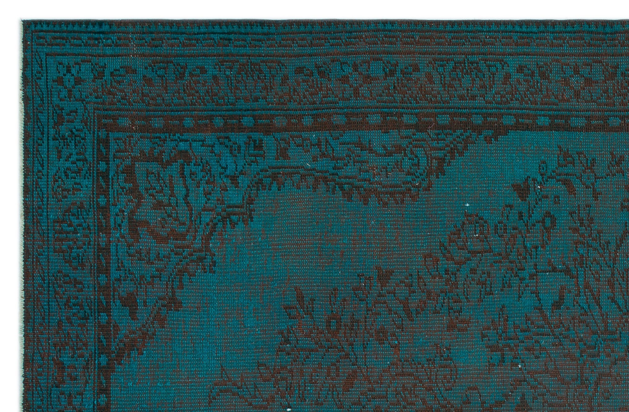 Atina Turquoise Vintage Wool Handmade Area Rug 6'5" x 9'6"