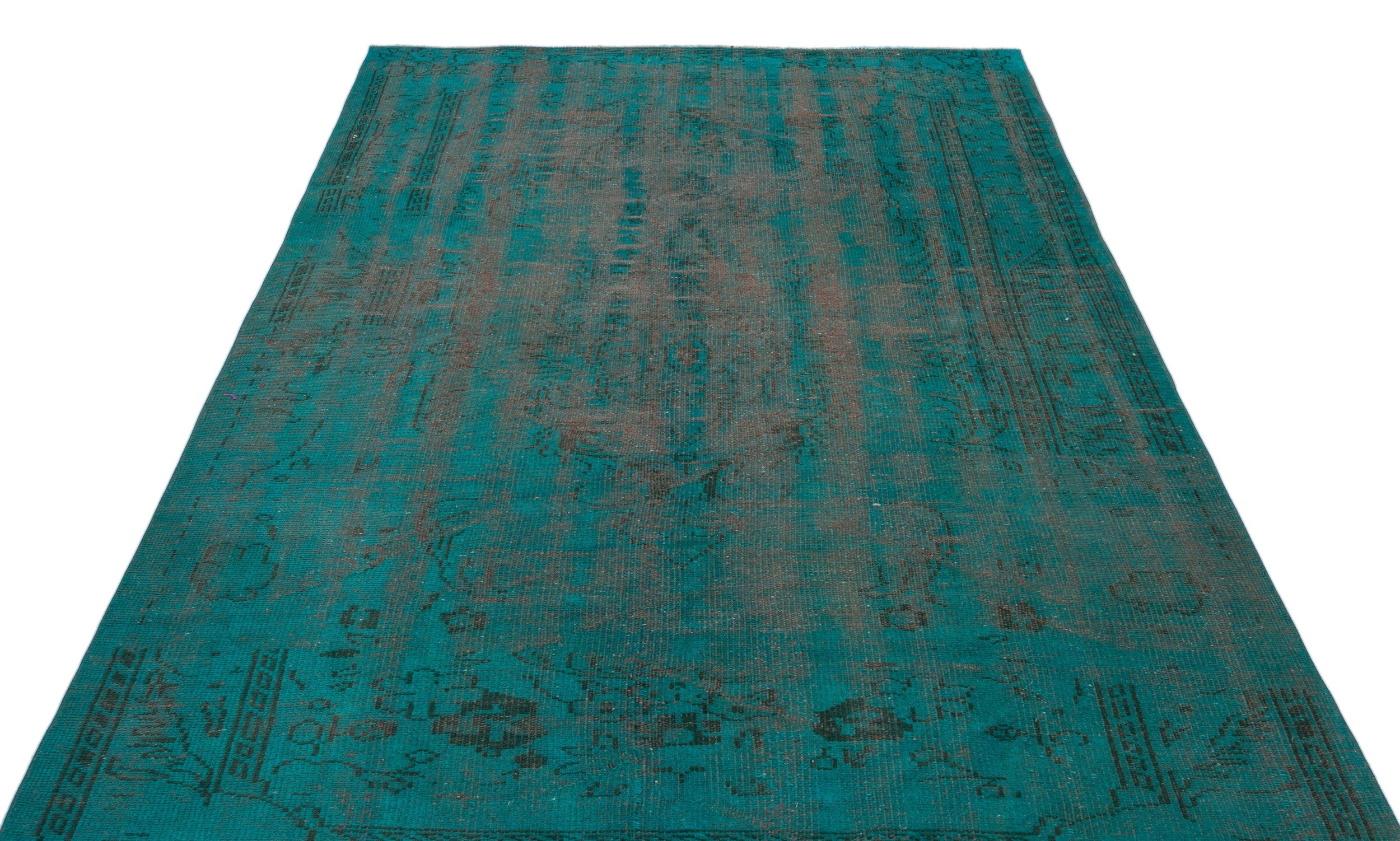 Atina Turquoise Vintage Wool Handmade Area Rug 5'10" x 8'6"
