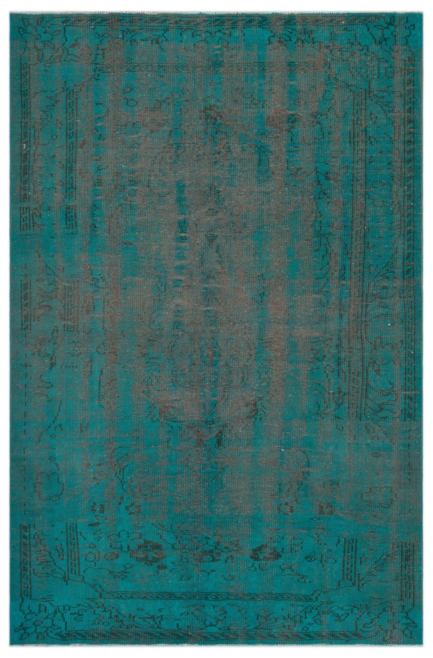 Atina Turquoise Vintage Wool Handmade Area Rug 5'10" x 8'6"