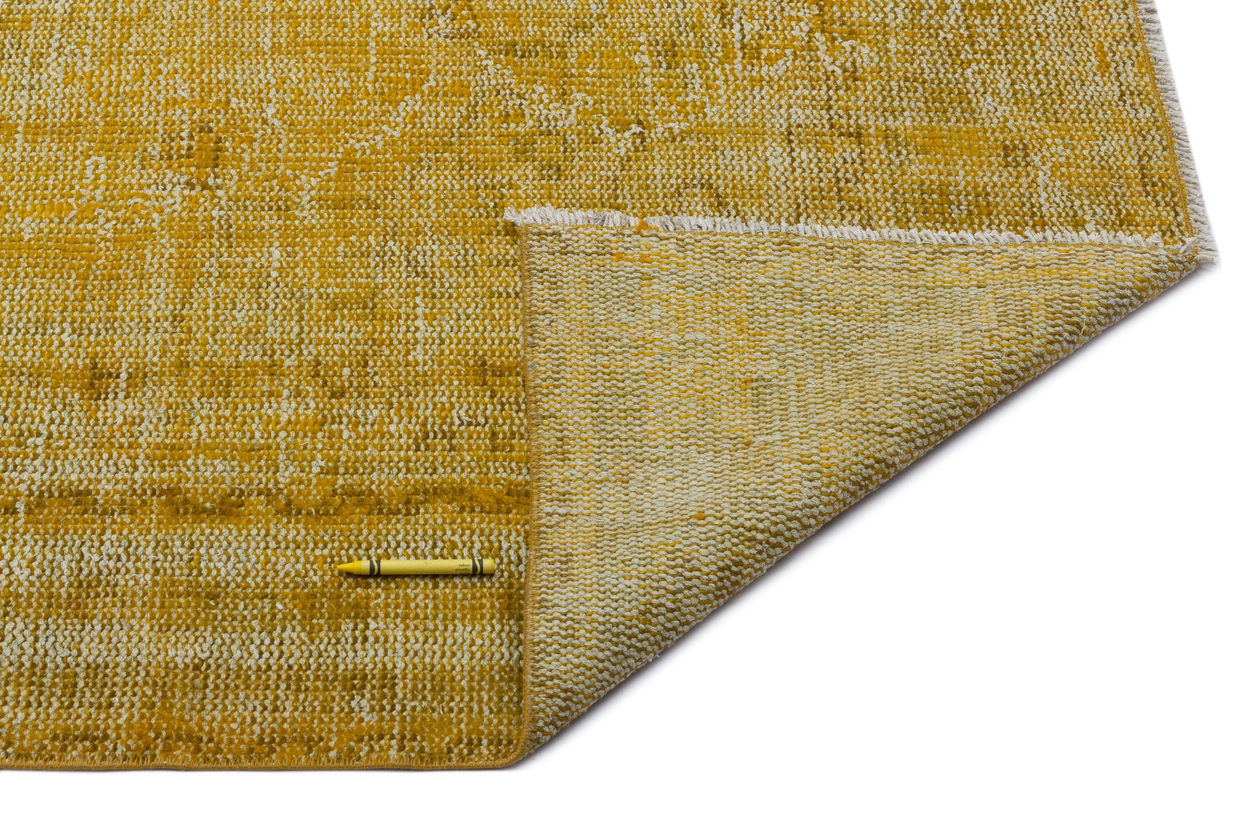 Atina Yellow Vintage Wool Handmade Area Rug 6'4" x 9'2"