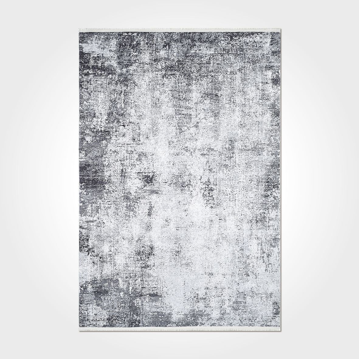 Modern Chenille Area Rug – Washable Non Slip Carpet | Cotton Polyester Blend Grey