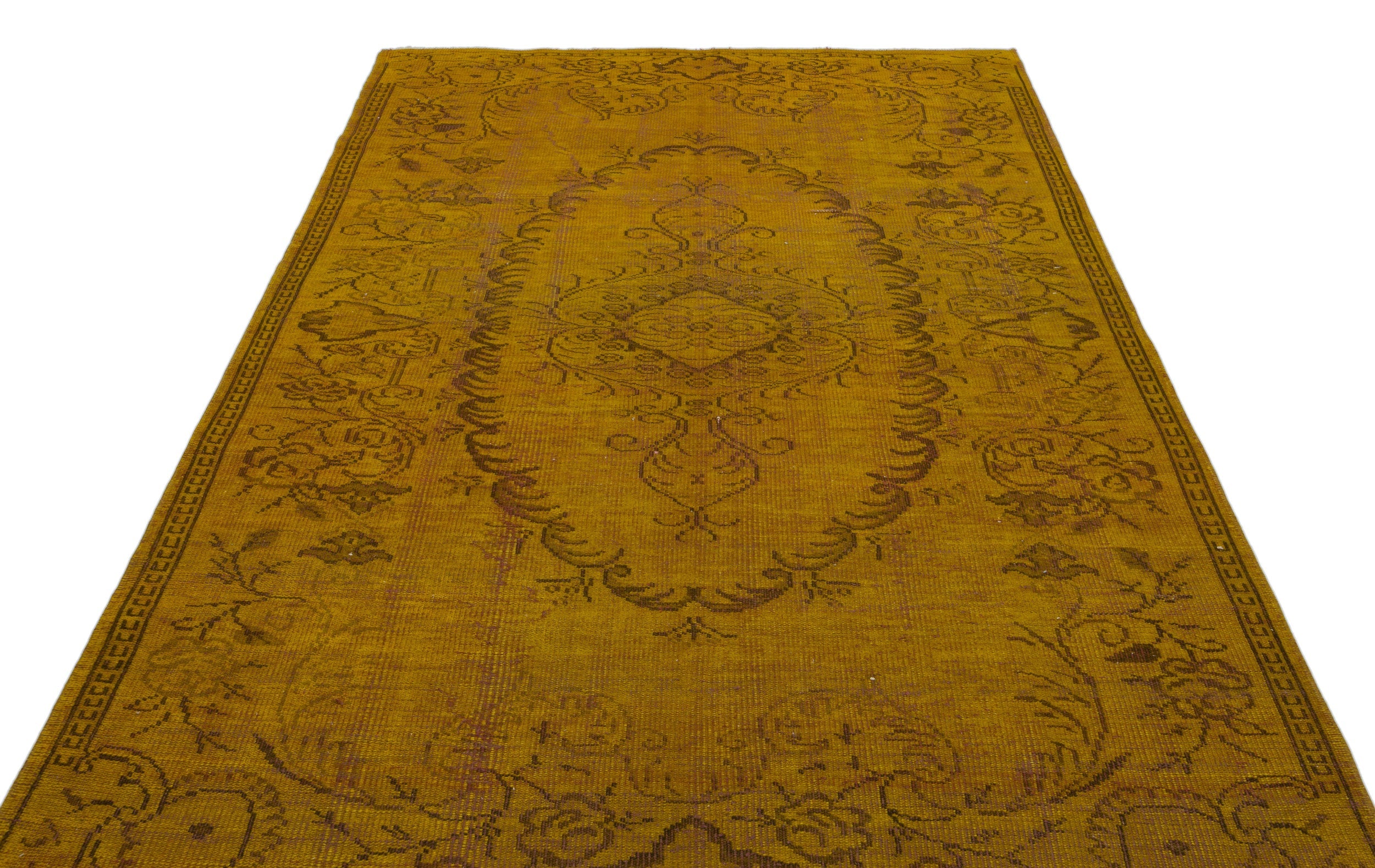 Atina Yellow Vintage Wool Handmade Area Rug 5'11" x 9'7"