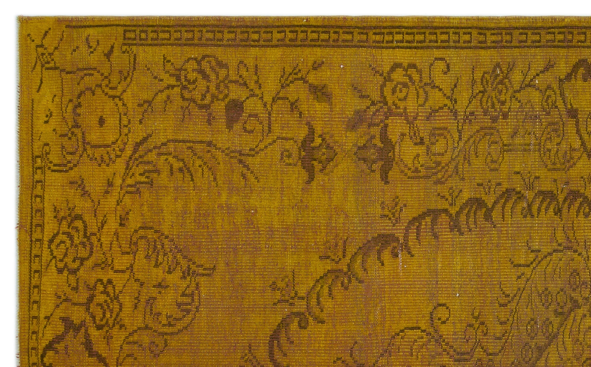 Atina Yellow Vintage Wool Handmade Area Rug 5'11" x 9'7"