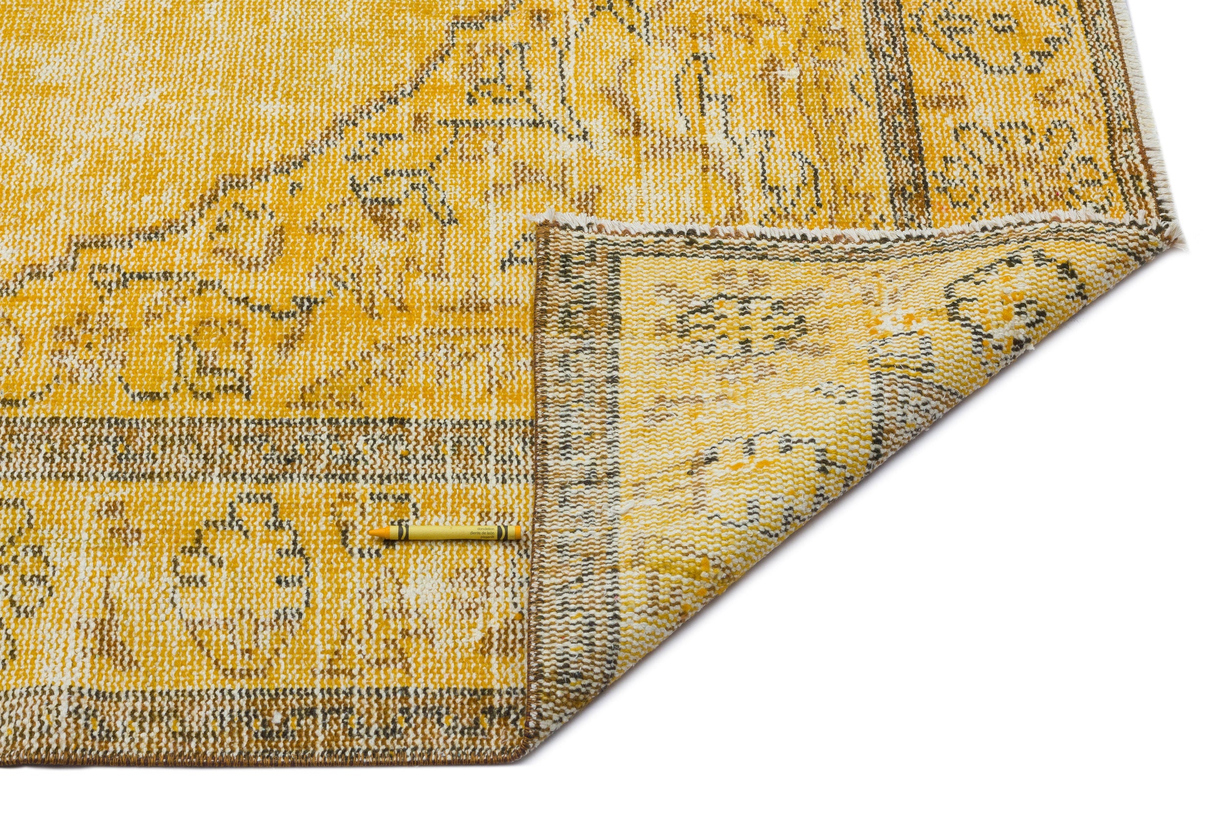 Atina Yellow Vintage Wool Handmade Area Rug 5'7" x 8'8"