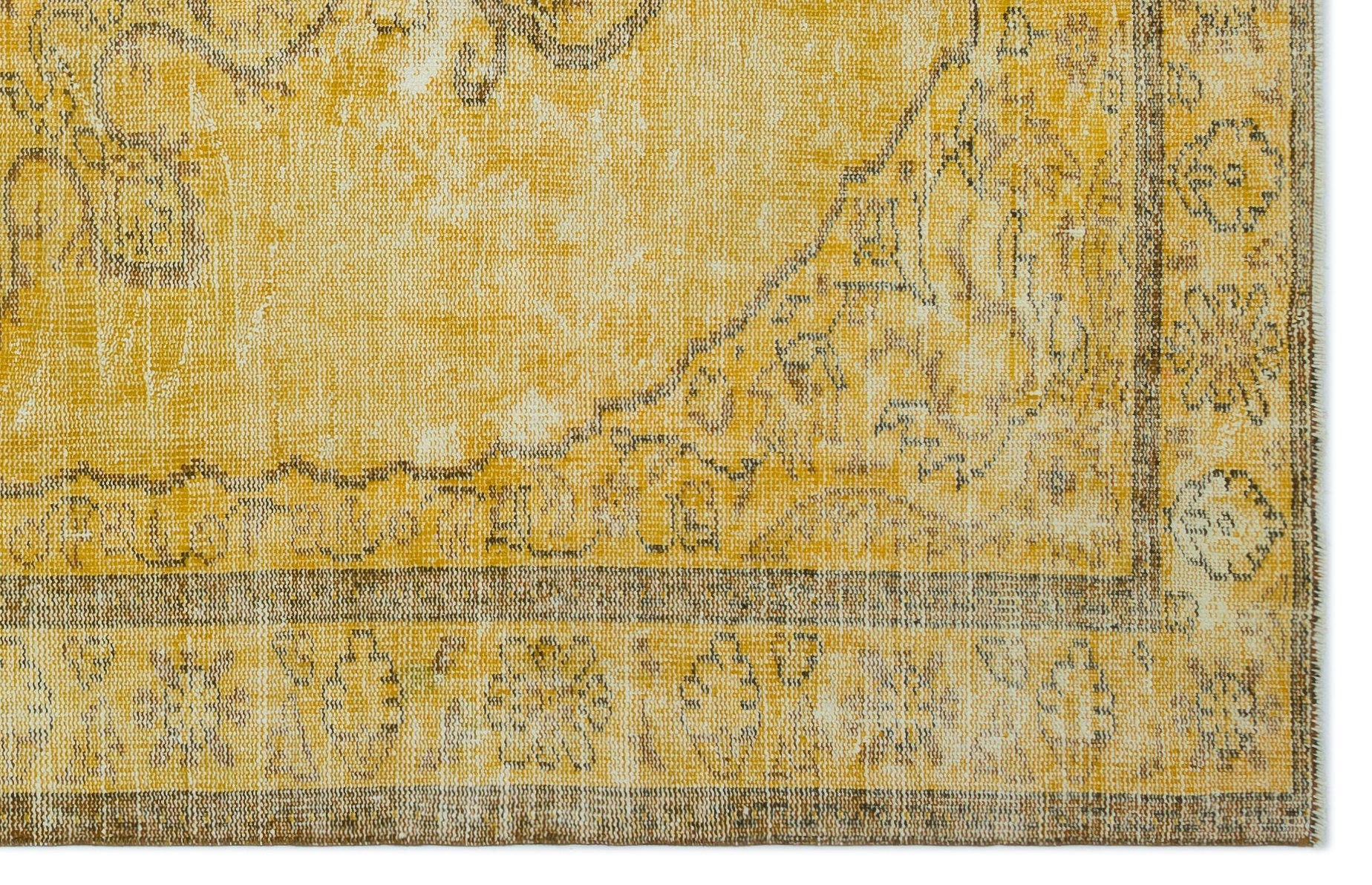 Atina Yellow Vintage Wool Handmade Area Rug 5'7" x 8'8"