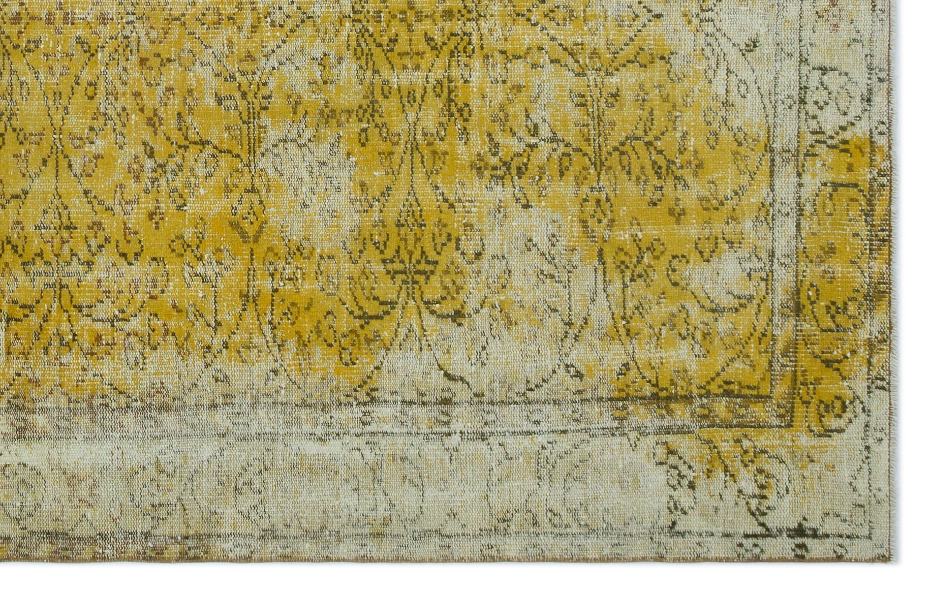 Atina Yellow Vintage Wool Handmade Area Rug 5'3" x 8'10"