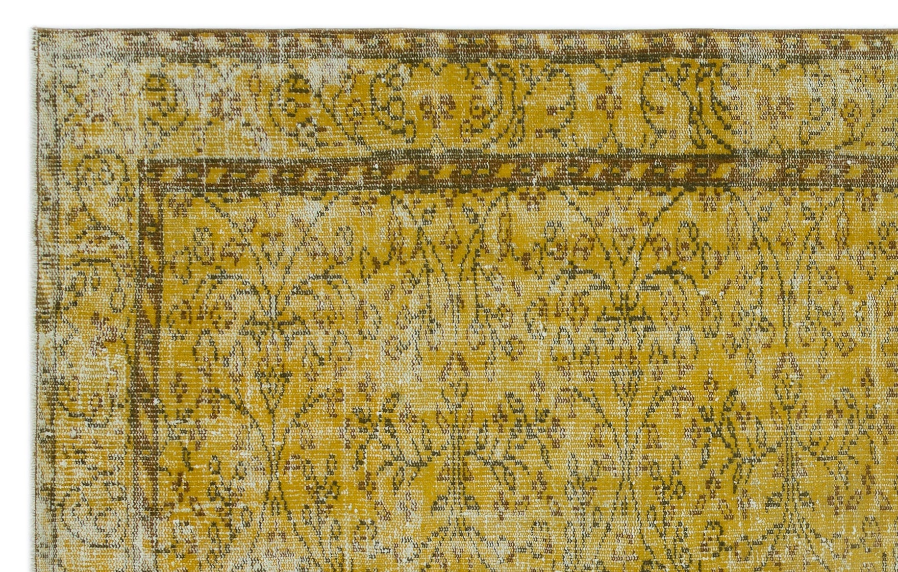Atina Yellow Vintage Wool Handmade Area Rug 5'3" x 8'10"