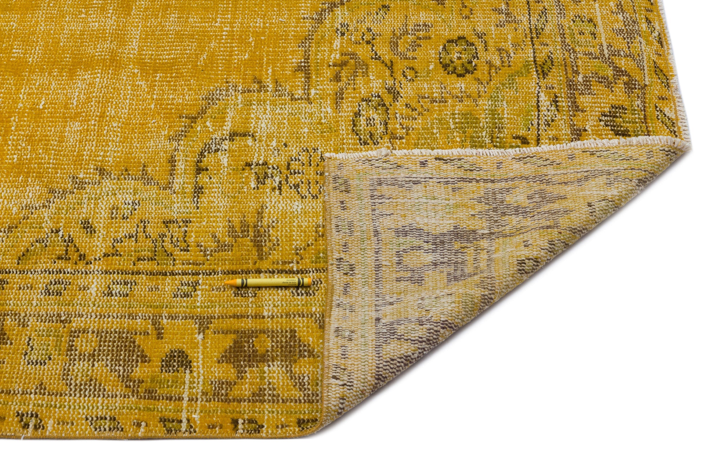 Atina Yellow Vintage Wool Handmade Area Rug 5'9" x 9'4"