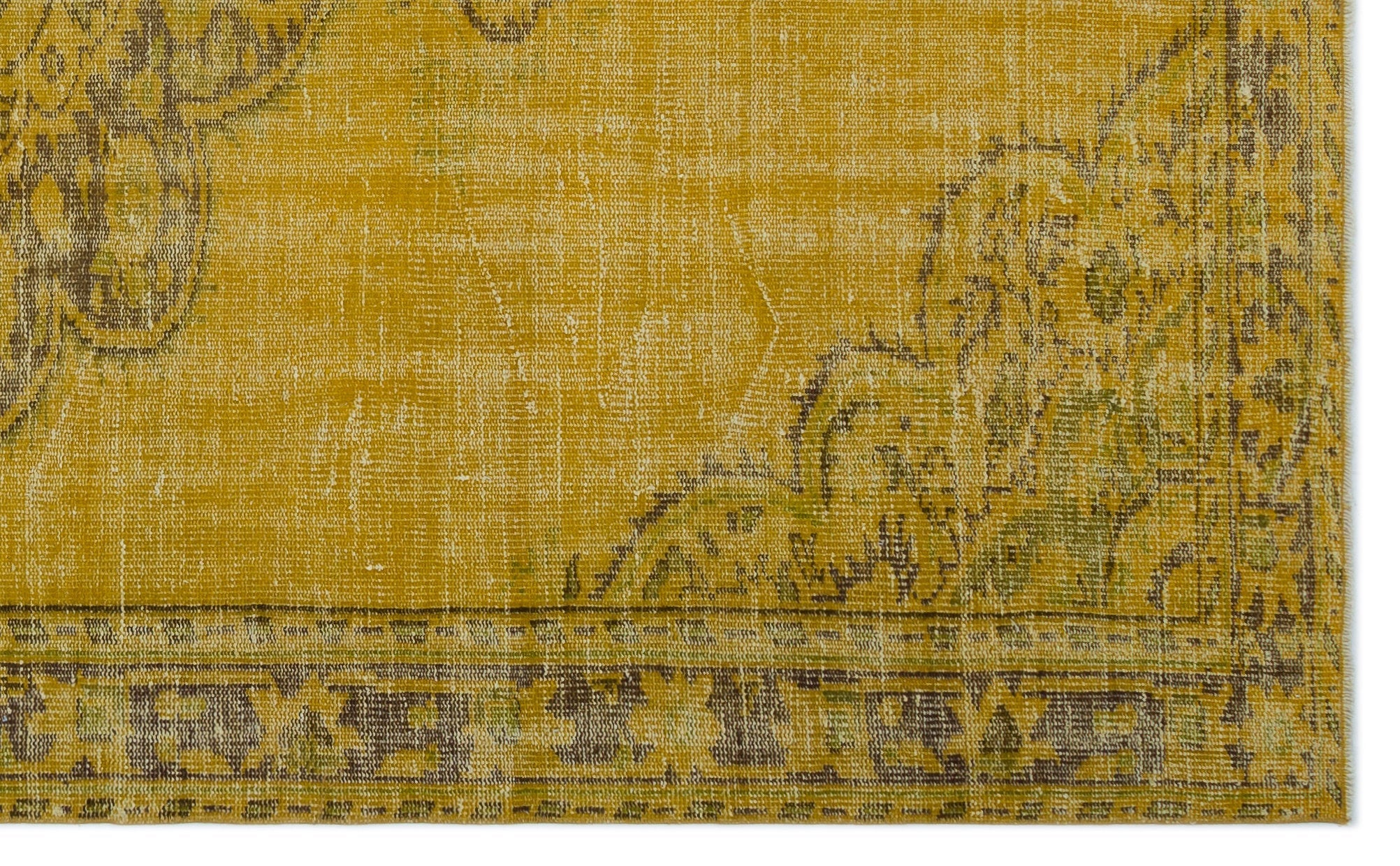 Atina Yellow Vintage Wool Handmade Area Rug 5'9" x 9'4"