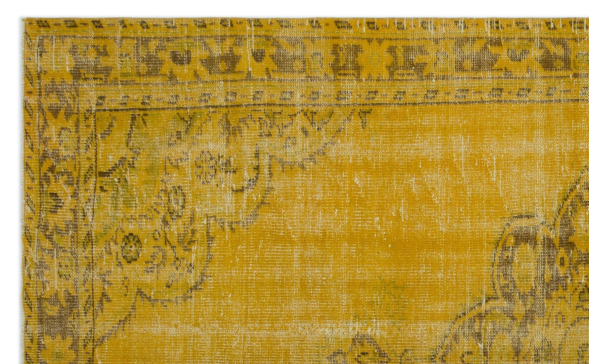 Atina Yellow Vintage Wool Handmade Area Rug 5'9" x 9'4"
