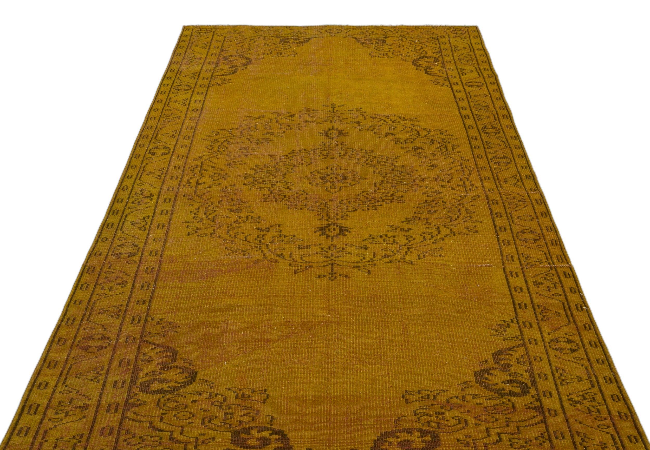 Atina Yellow Vintage Wool Handmade Area Rug 5'6" x 8'1"