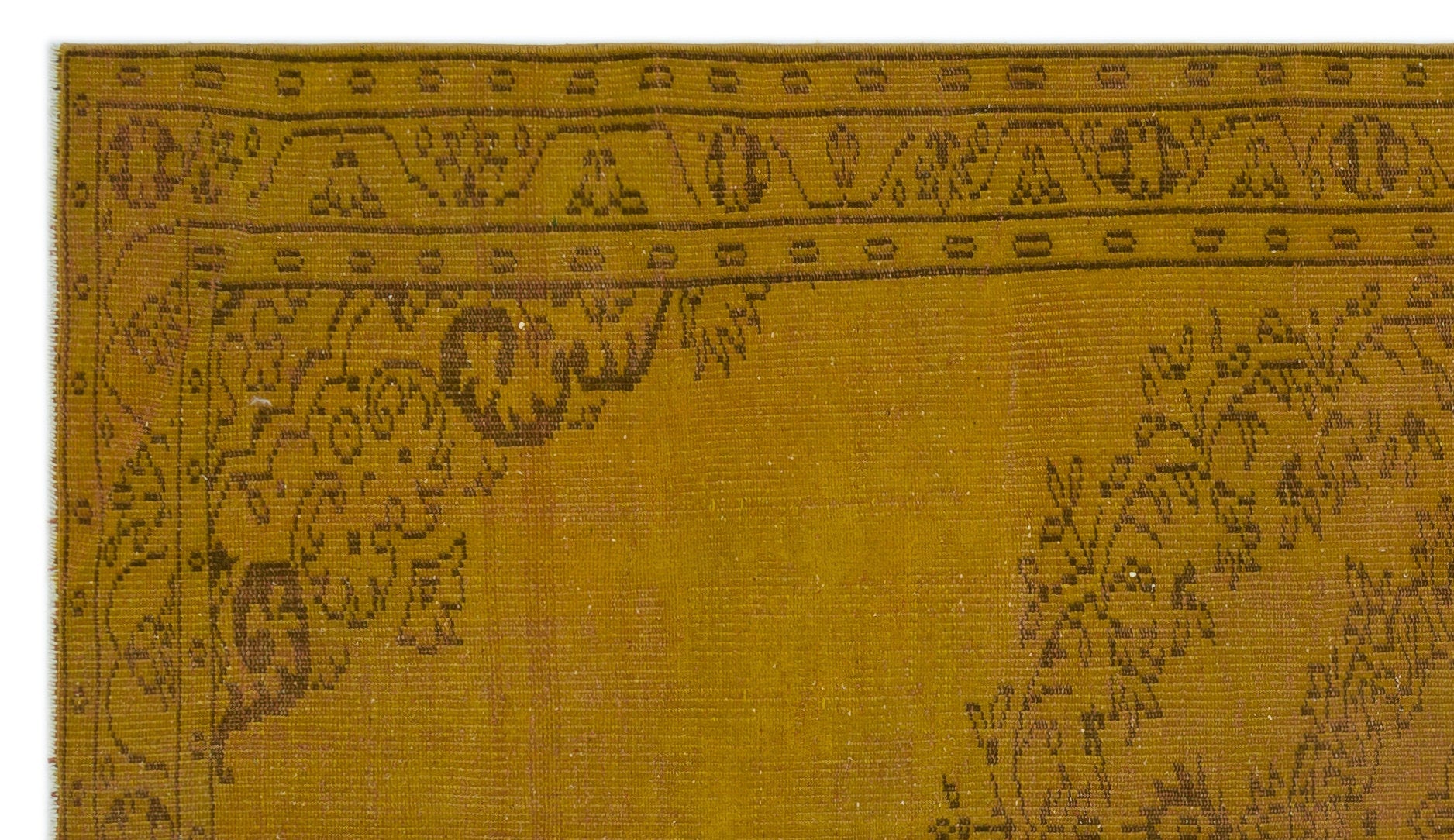 Atina Yellow Vintage Wool Handmade Area Rug 5'6" x 8'1"