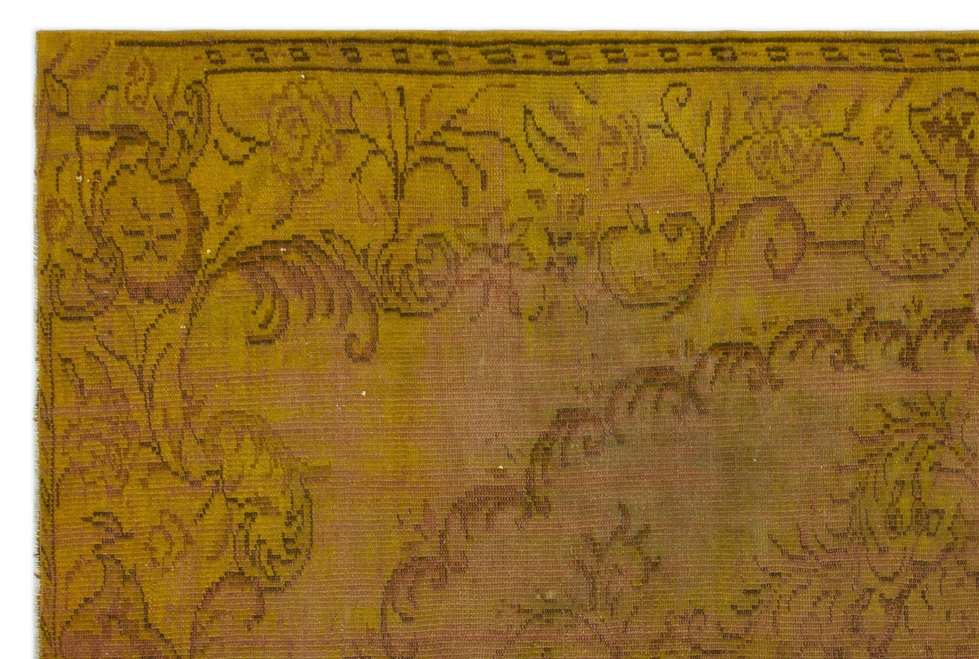 Atina Yellow Vintage Wool Handmade Area Rug 5'10" x 9'1"