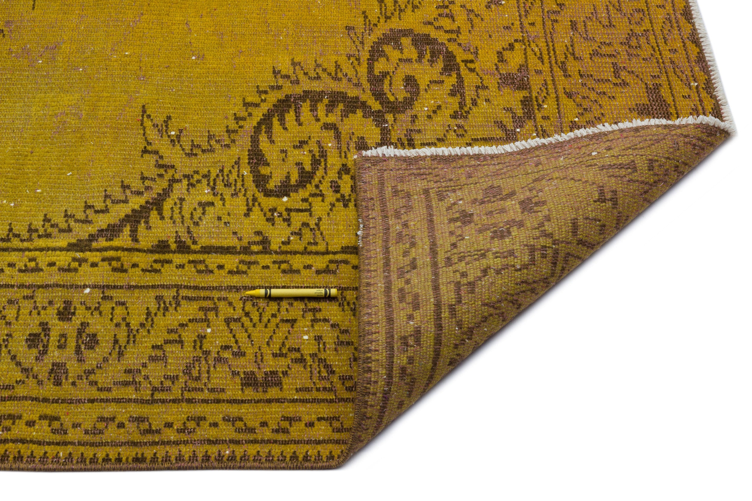 Atina Yellow Vintage Wool Handmade Area Rug 5'9" x 9'3"